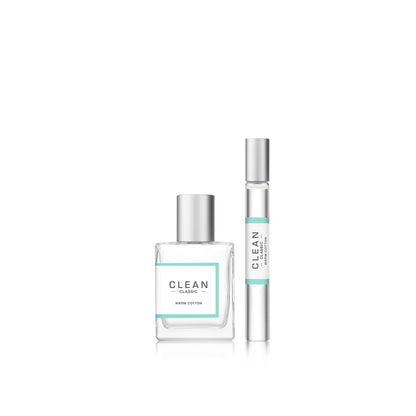 Clean Classic fragrance gift set unboxed showing both premium bottles side by side