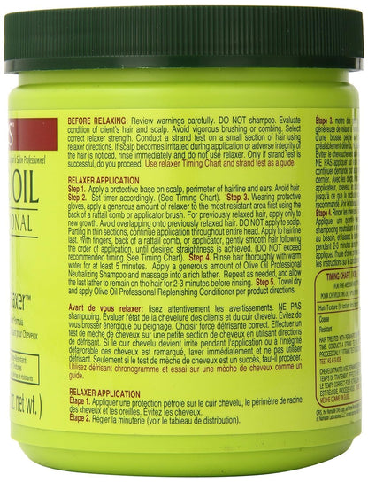 Close up of ORS Olive Oil Creme Relaxer professional hair care jar