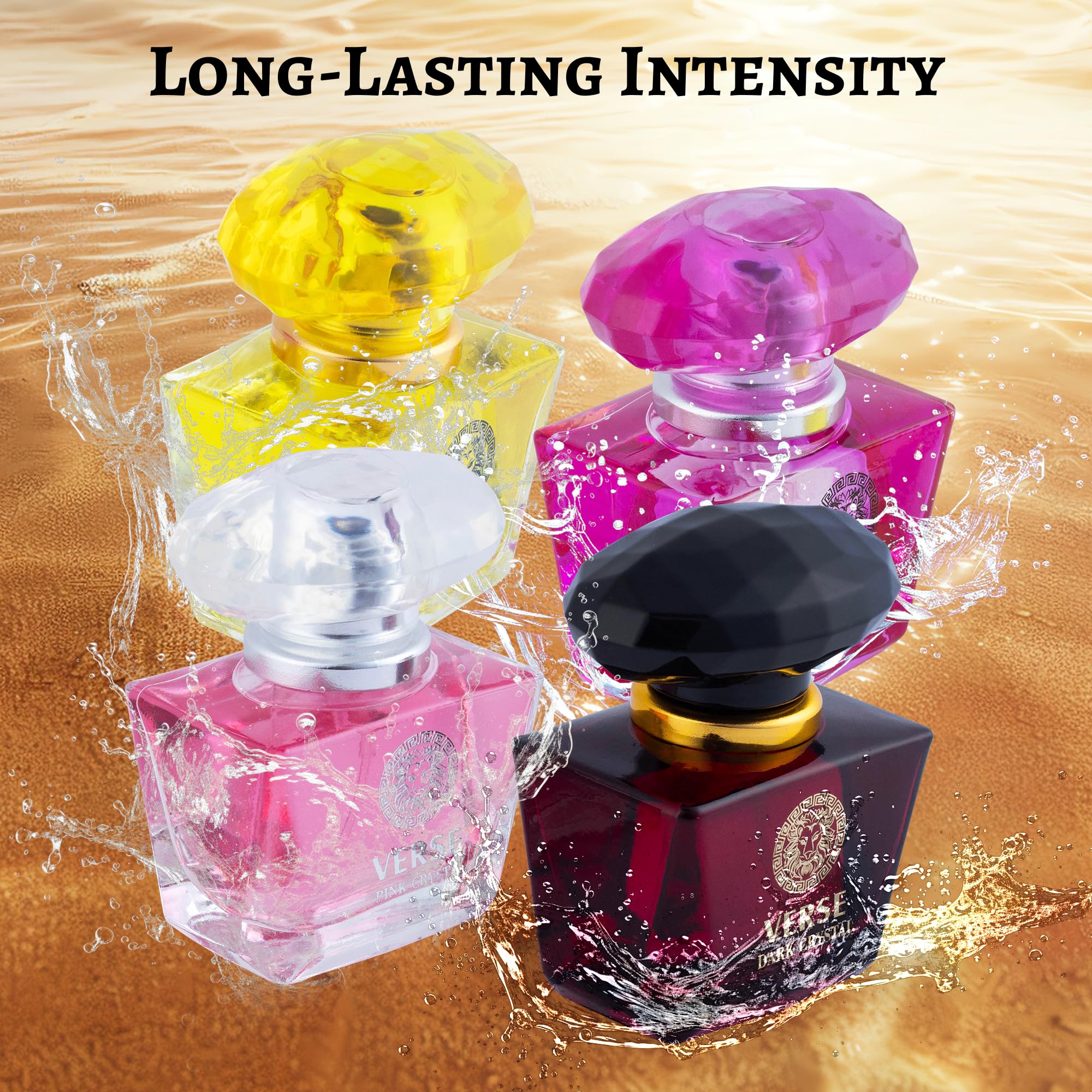 Authentic USA-imported NovoGlow Verse women's perfume gift box containing four thirty milliliter luxury-inspired scents