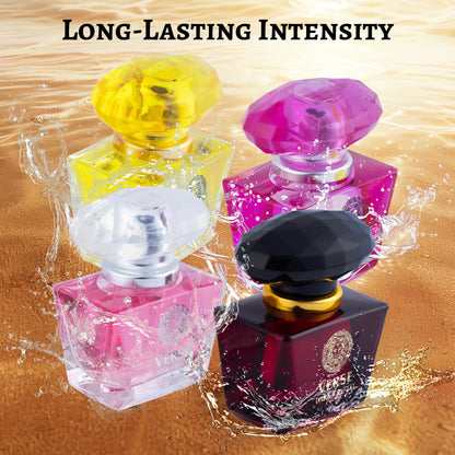 Authentic USA-imported NovoGlow Verse women's perfume gift box containing four thirty milliliter luxury-inspired scents