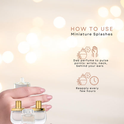 Chloé Signature Eau De Parfum miniature bottle highlighting the classic ribbed glass design and delicate ribbon.