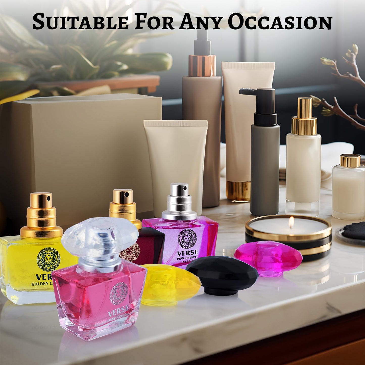 Full presentation package of the NovoGlow Verse floral fruity and woody Eau de Parfum multi-pack assortment