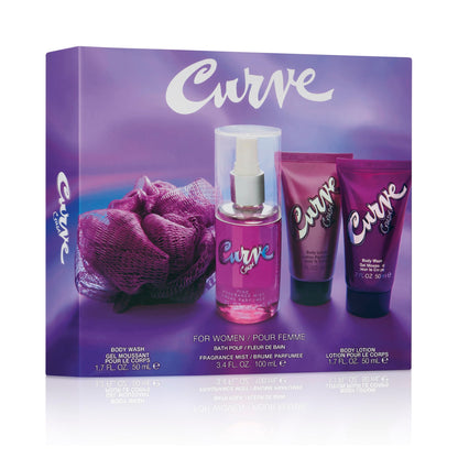 Curve Crush body wash gel and hydrating body lotion tubes side by side