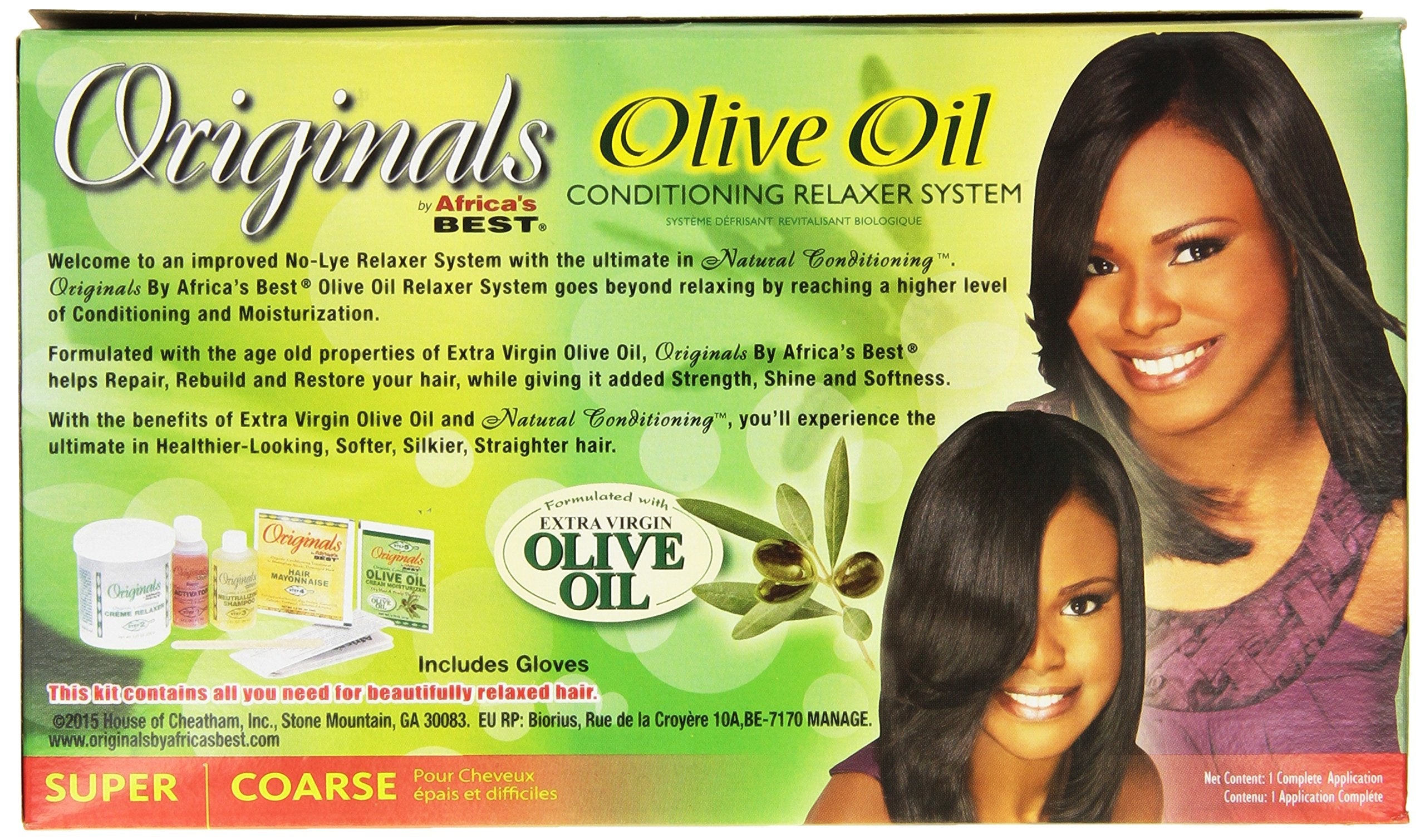 Close up of Africa's Best Olive Oil Super strength relaxer packaging