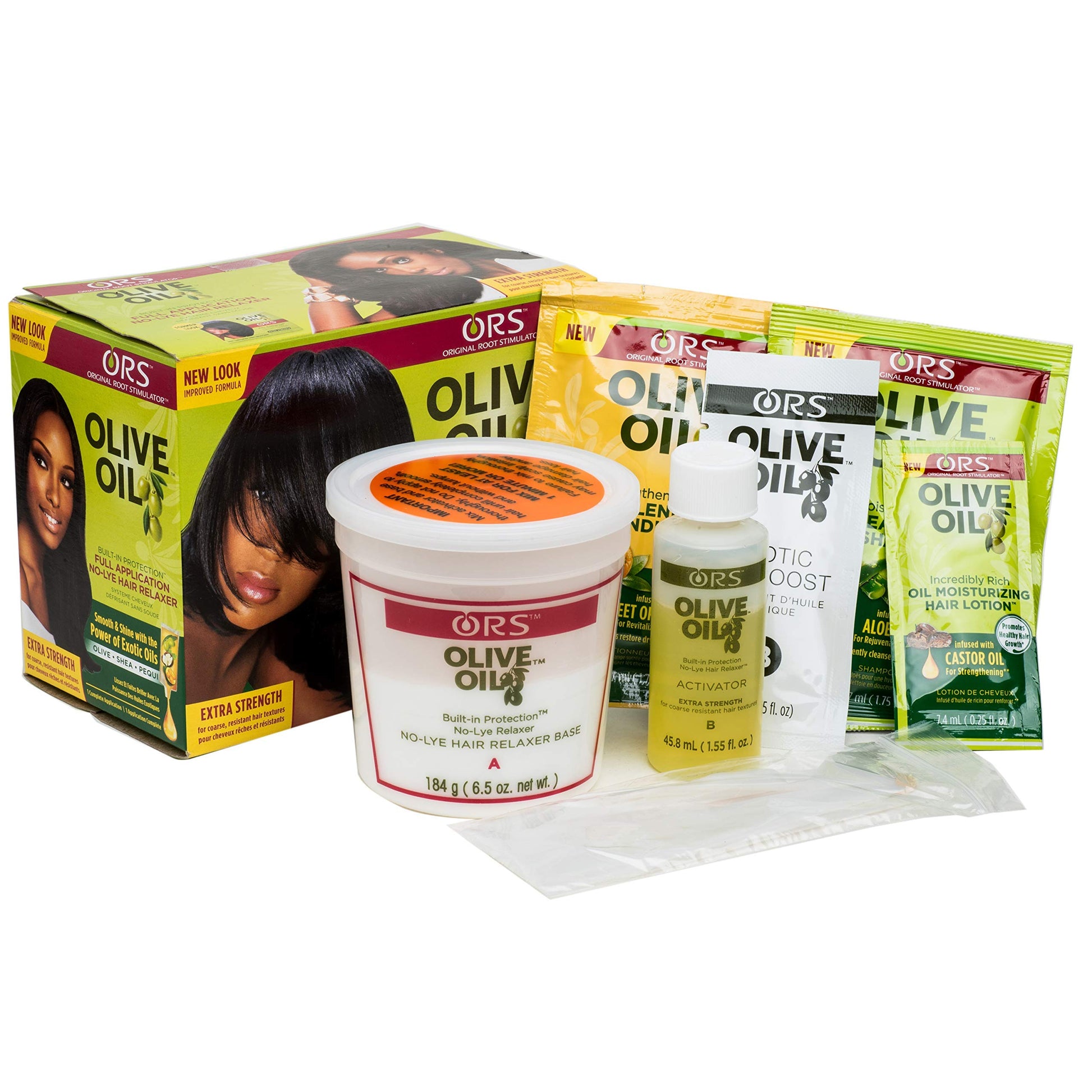 Side view of the imported ORS hair straightening kit showcasing brand logo.