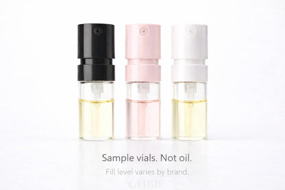 Different high-end women's perfume sample packaging showcasing the original factory mini formats.