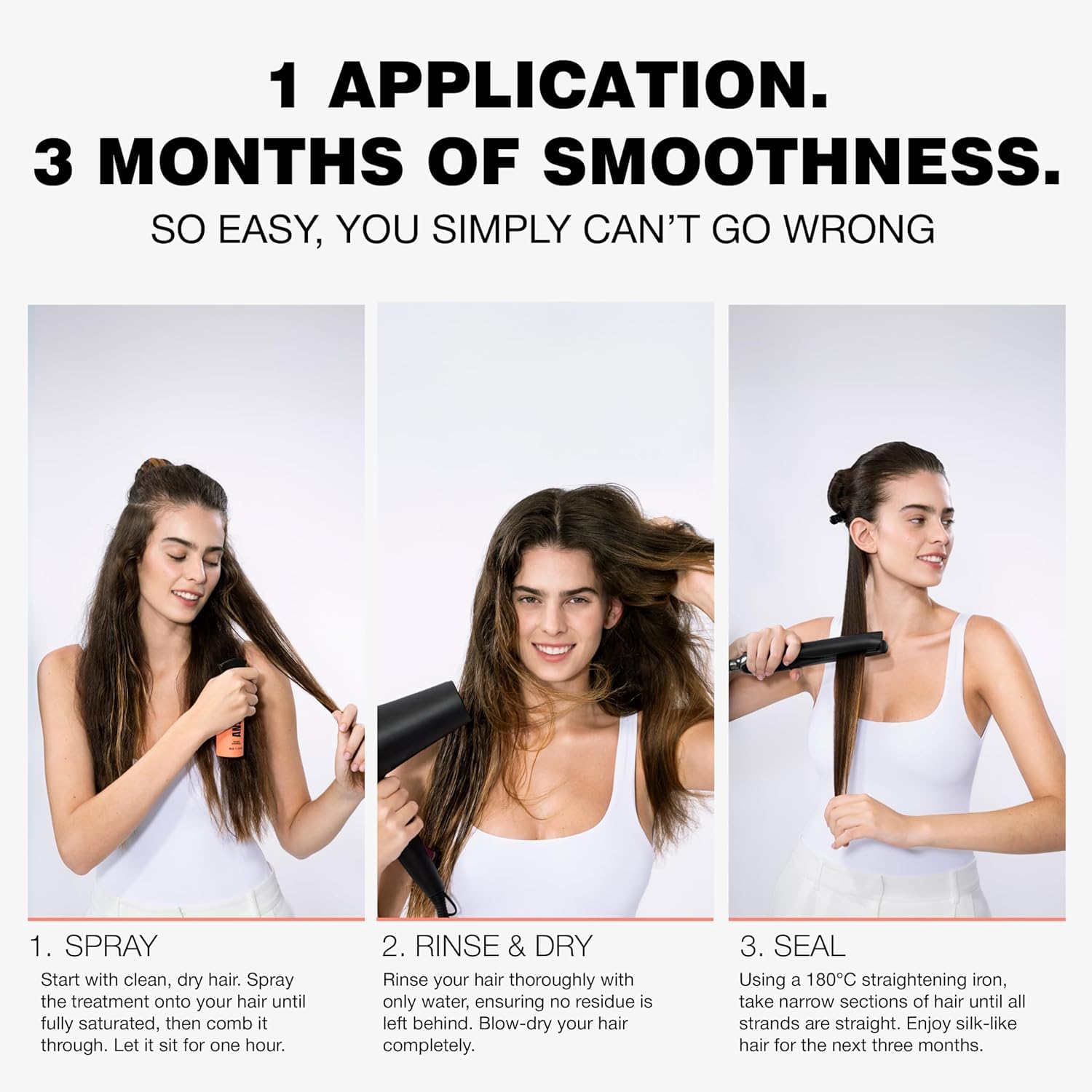 ANSWR anti frizz hair care treatment liquid bottle display for glossy hair texture