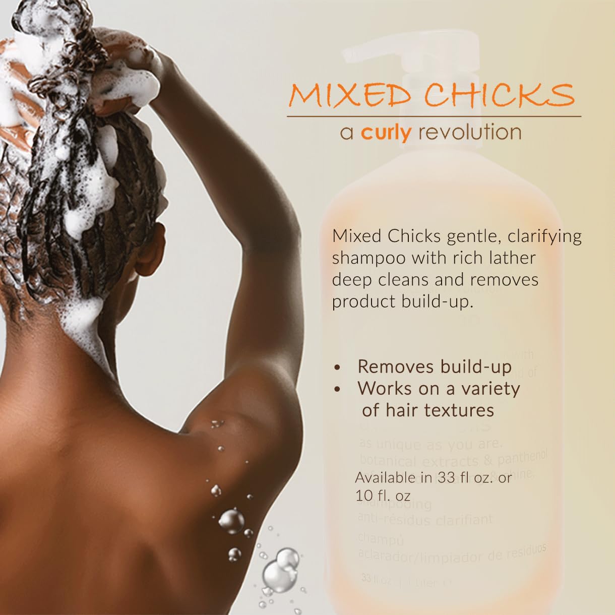 Back label of Mixed Chicks Gentle Clarifying Shampoo showing ingredients