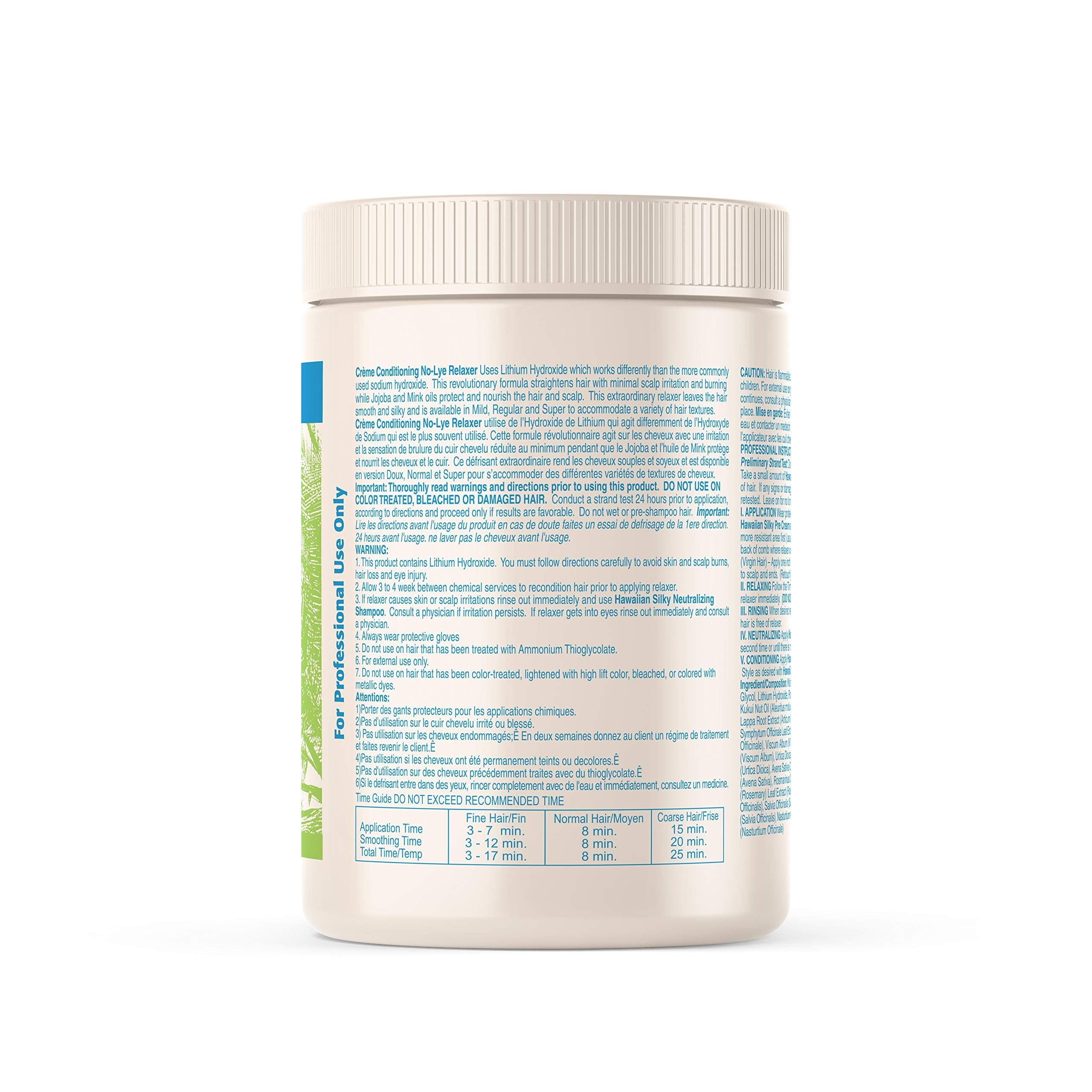 Hawaiian Silky mild no lye cream conditioning hair relaxer back label with directions