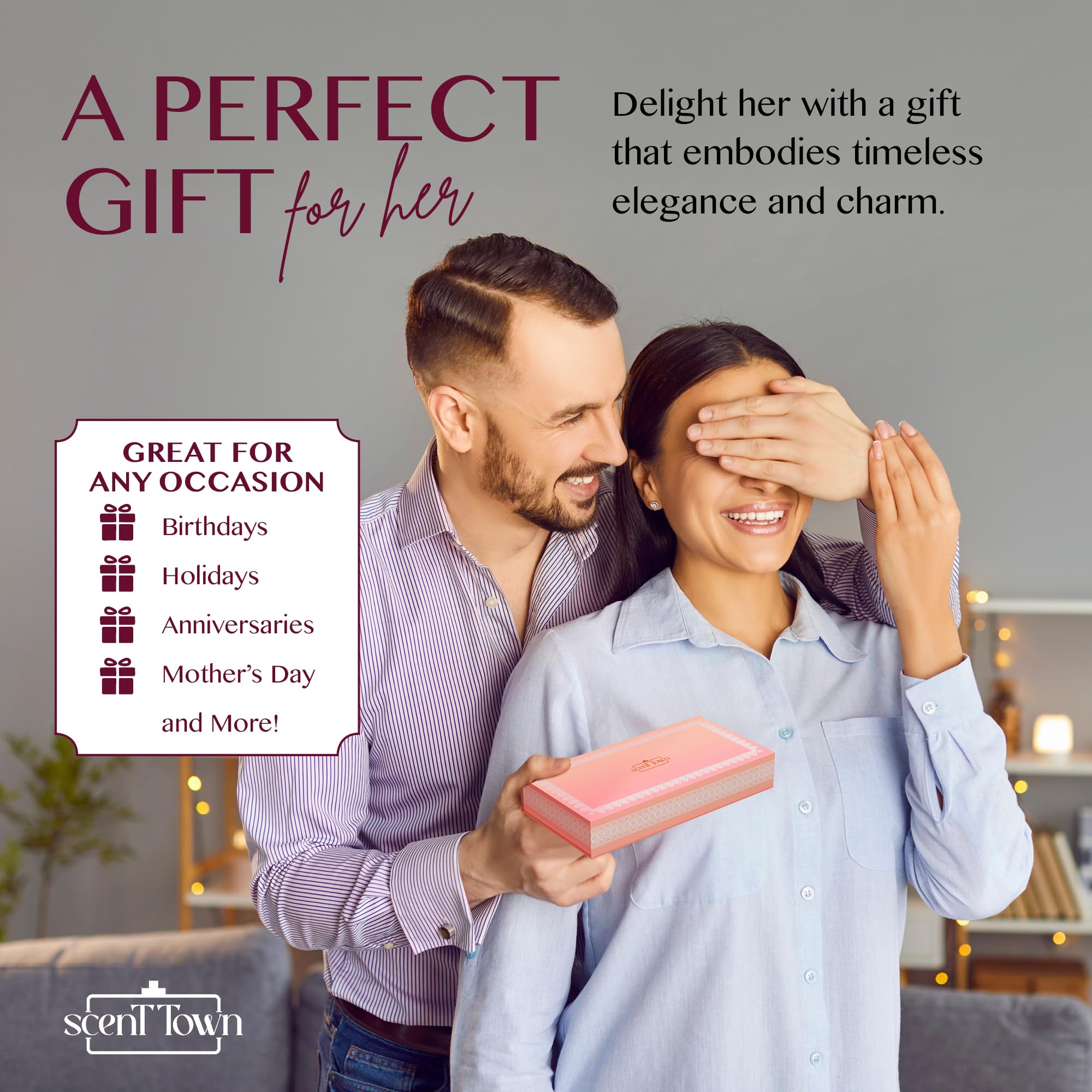 Top view of Scent Town luxury fragrance gift set