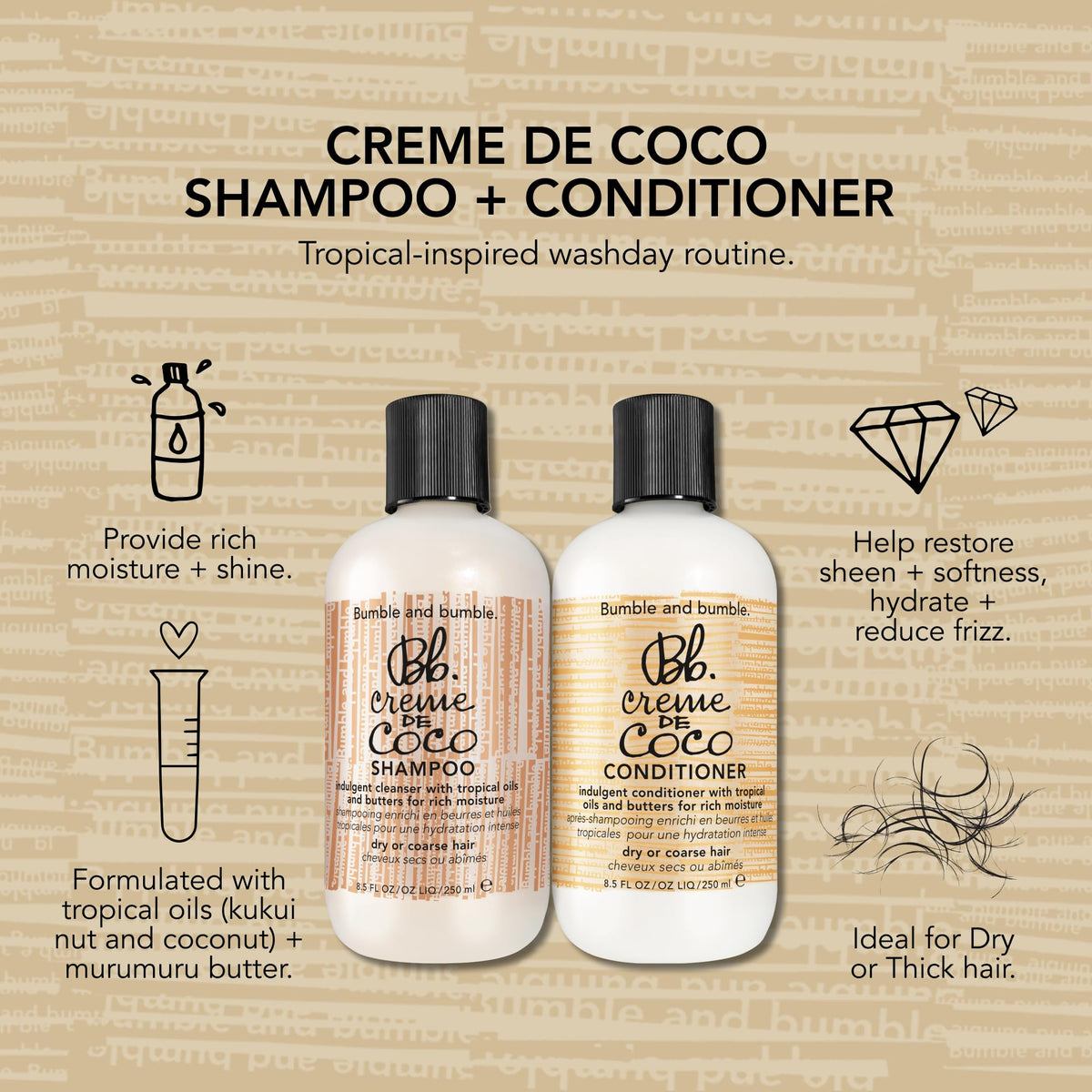 Premium coconut-infused hair conditioner for thick hair
