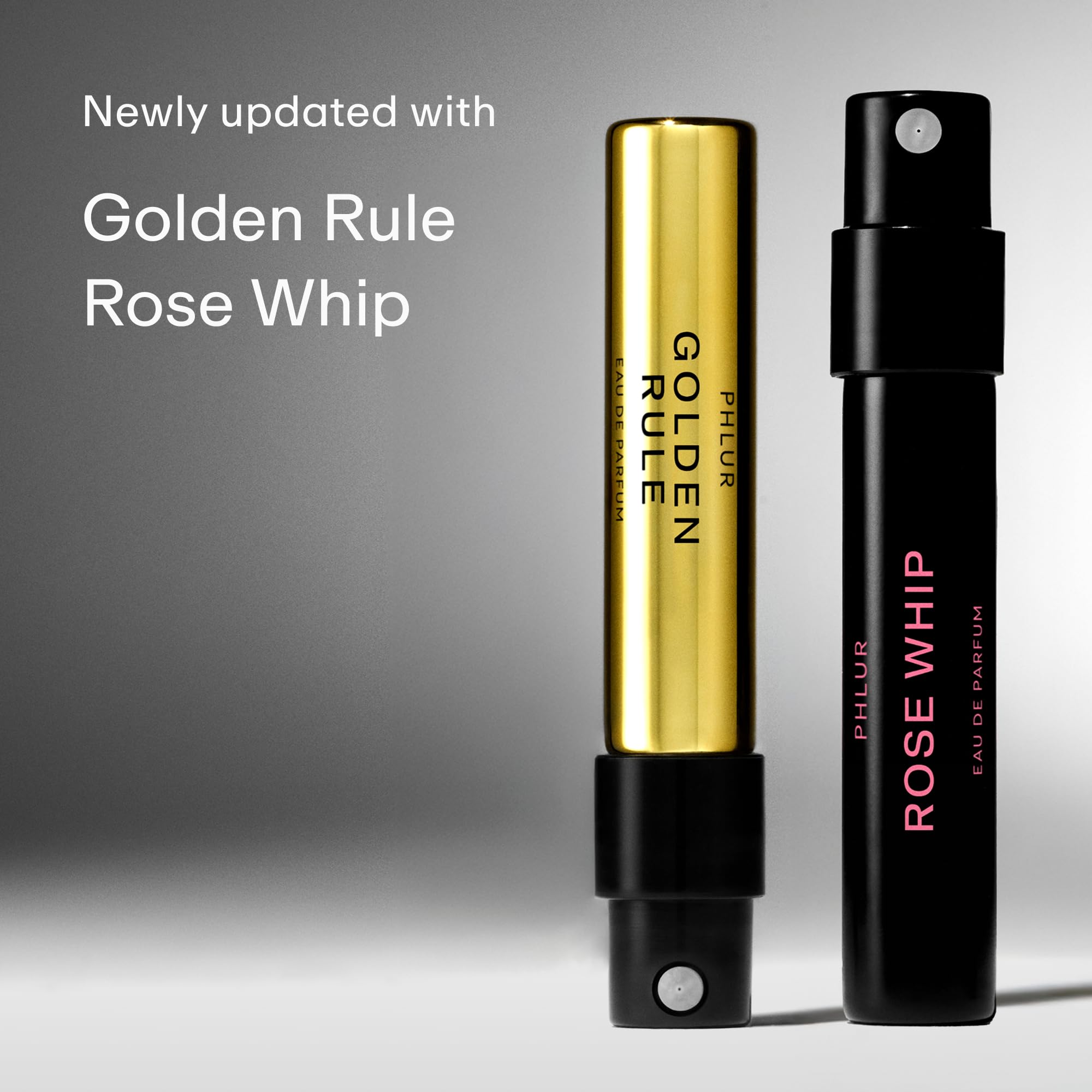 Phlur Vanilla Skin and Rose Whip mini perfume spray vials from the set