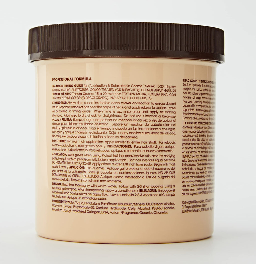 Top view of the imported TCB hair relaxer jar showing its secure sealing.
