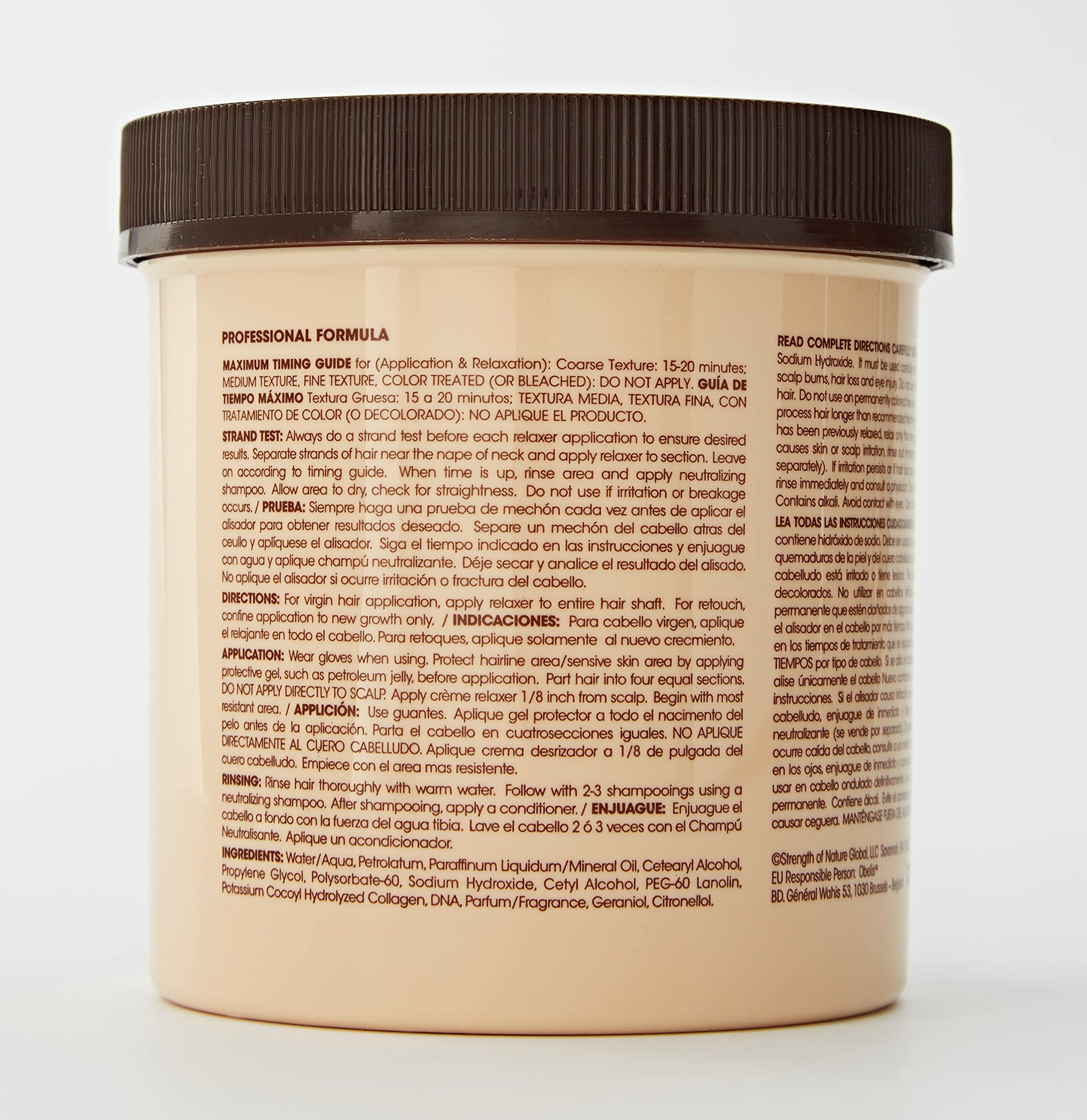 Top view of the imported TCB hair relaxer jar showing its secure sealing.