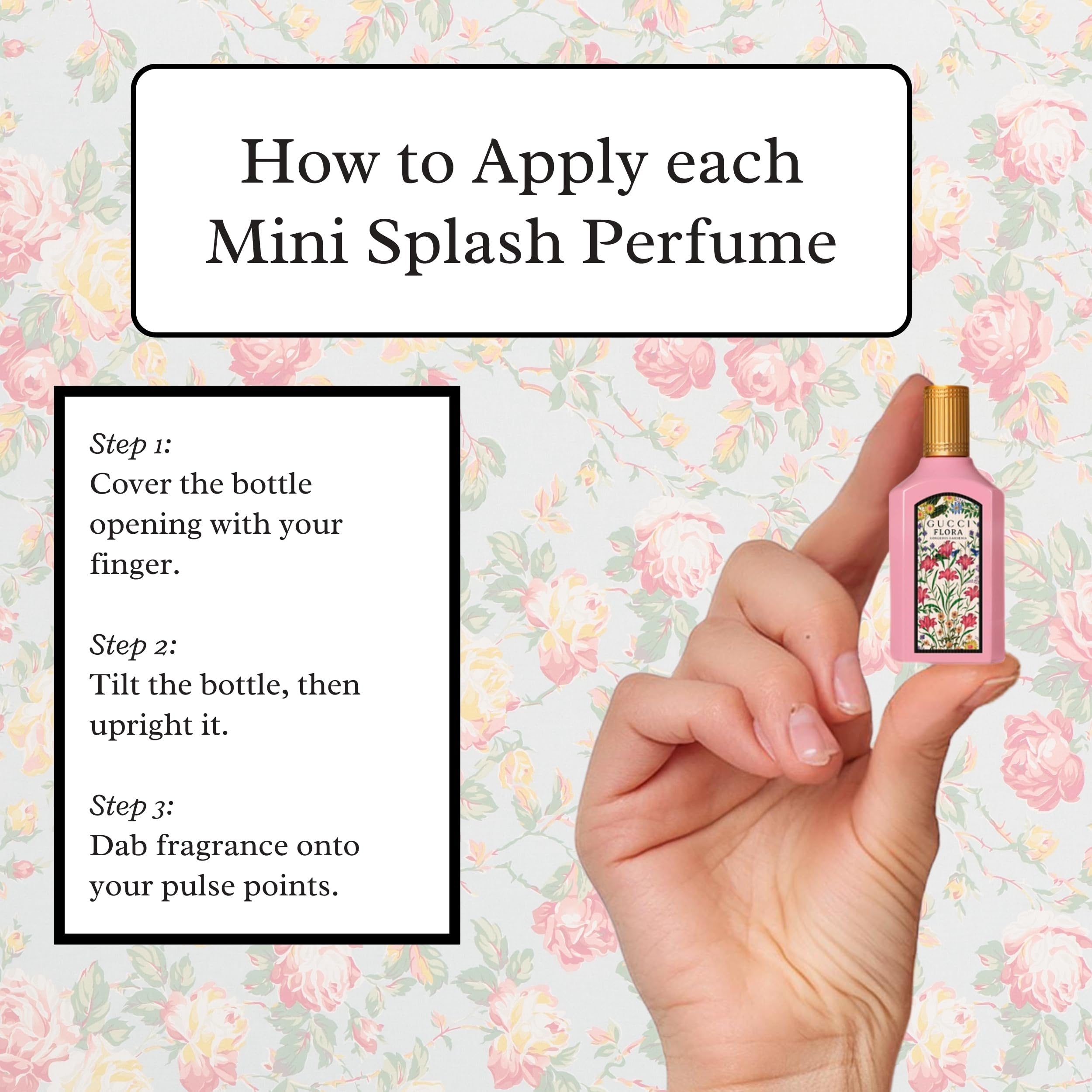 Side view of the authentic USA imported travel size luxury miniature fragrances set.