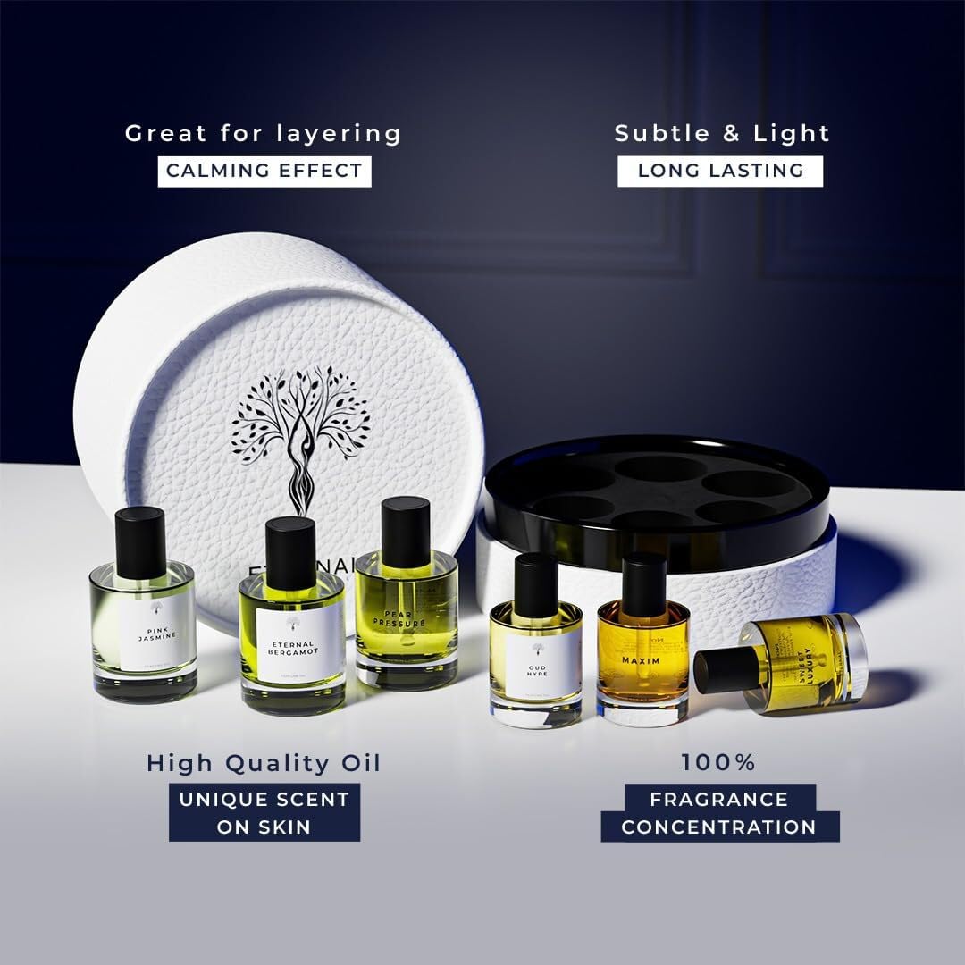 Alcohol free long lasting unisex perfume oil set packaging