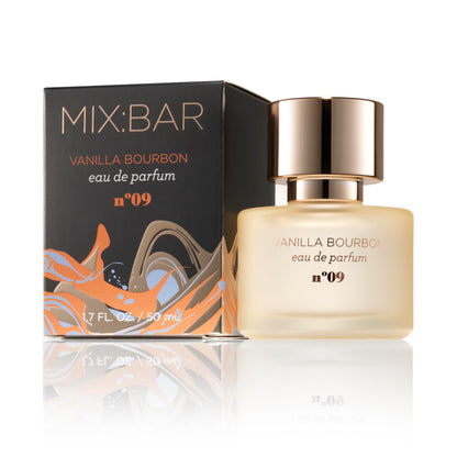 Close up of Mix Bar Vanilla Bourbon Eau De Parfum bottle 1.7 fluid ounce.