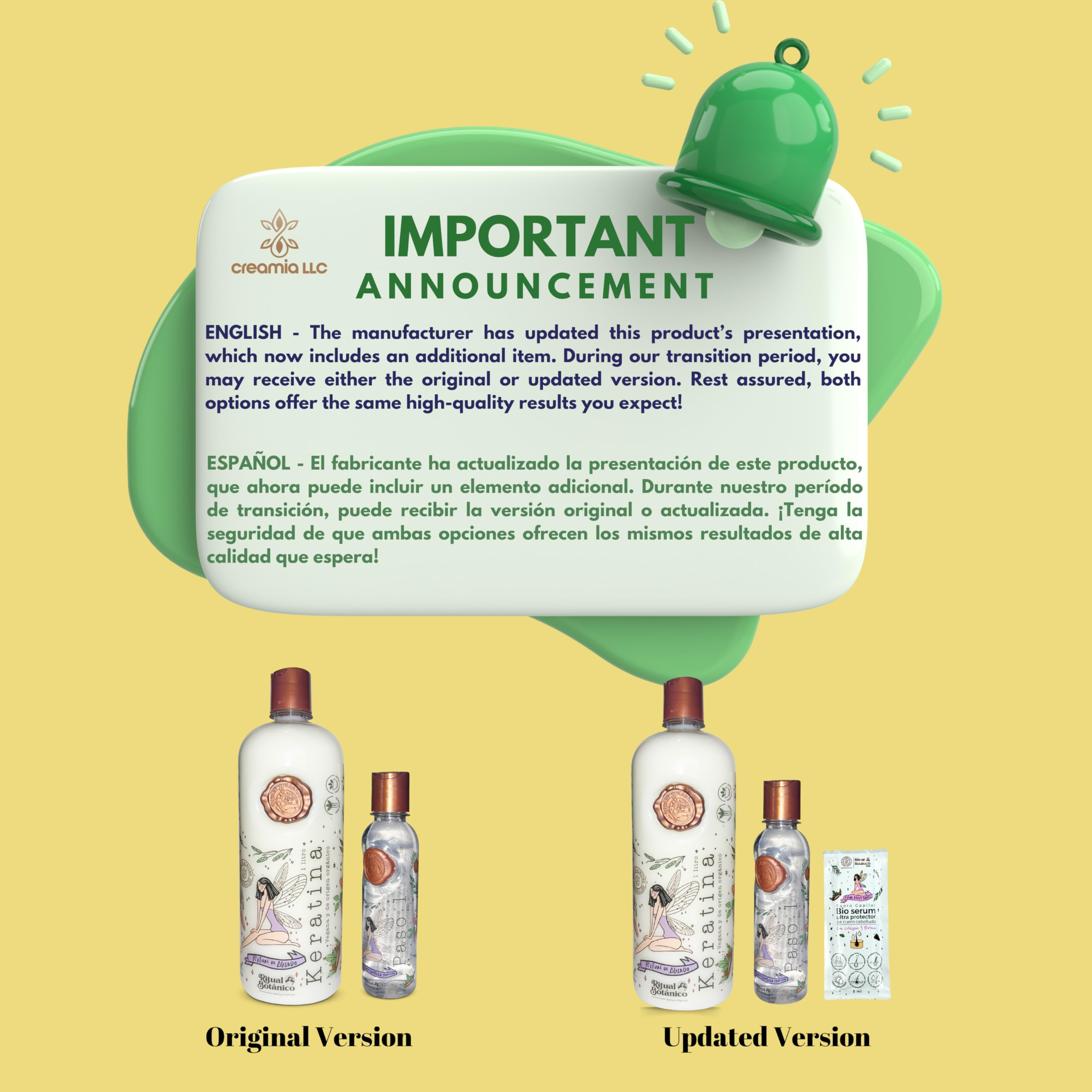 Side angle of the Ritual Botanico natural keratin home treatment packaging showcasing the included clarifying shampoo