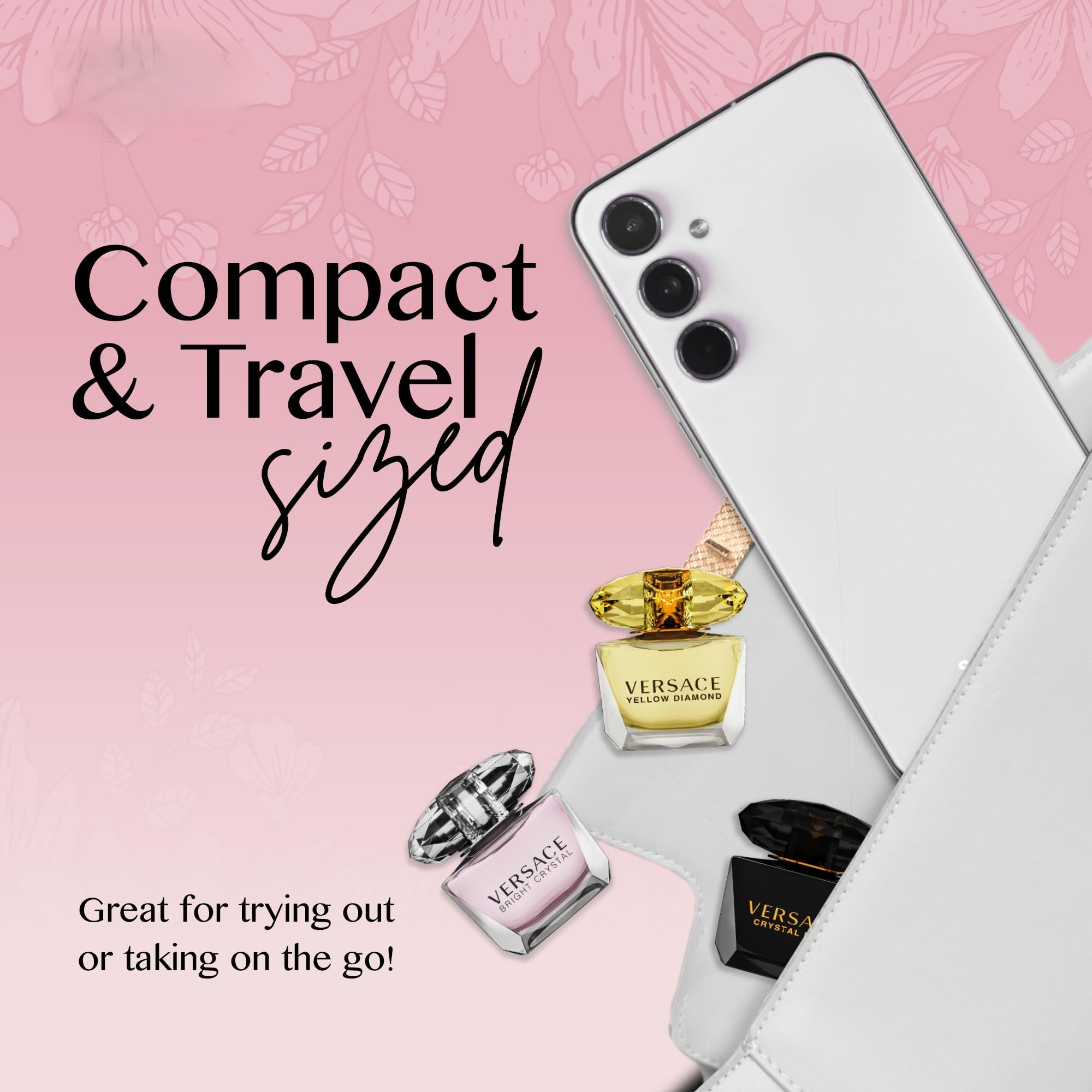 Four piece miniature perfume sampler collection for women displayed in individual presentation boxes.