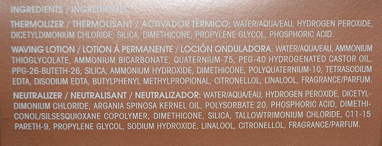 Zotos self warming exothermic permanent waving solution packaging showing argan oil infusion benefits