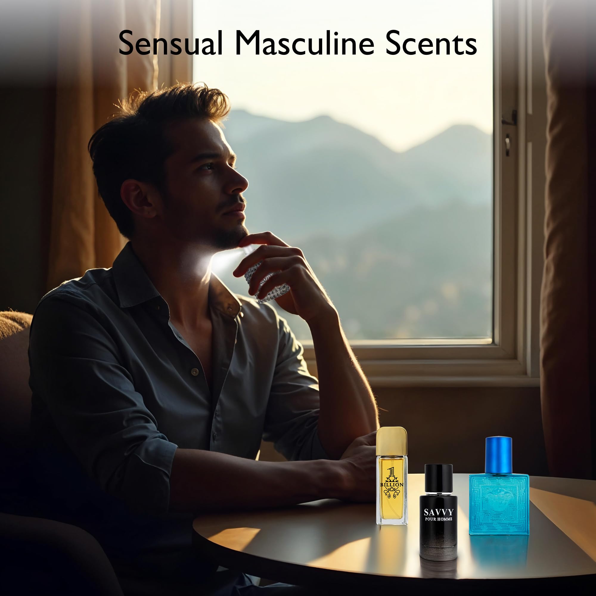 Top view of the NovoGlow 4-Piece cologne sampler set