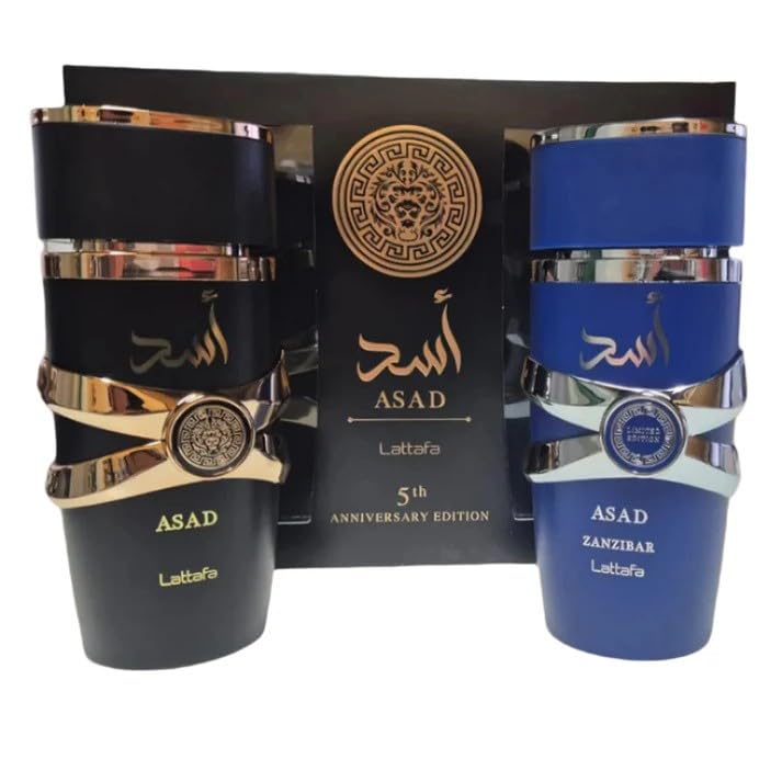 Lattafa Asad and Asad Zanzibar fragrance set for men