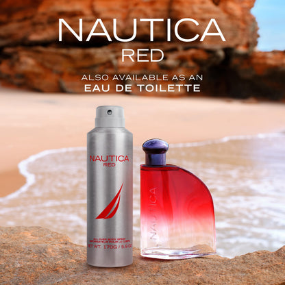 Top down view of Nautica Color Red men cologne set