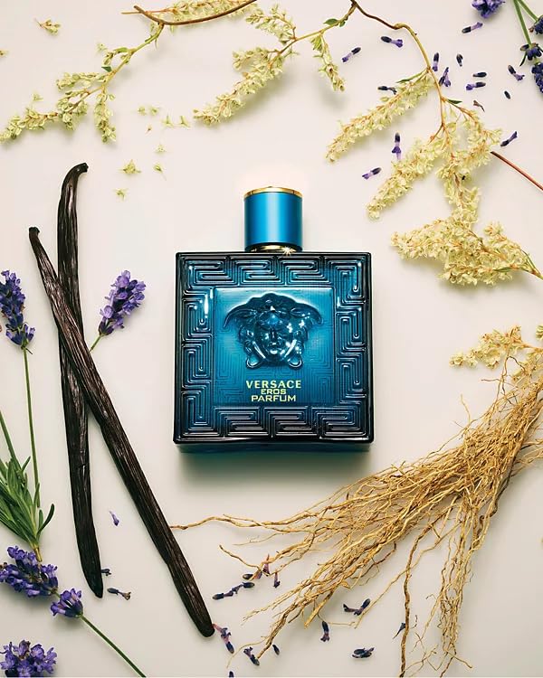 Long lasting woody aromatic premium mens cologne showing the unique Greek fret patterned bottle cap.