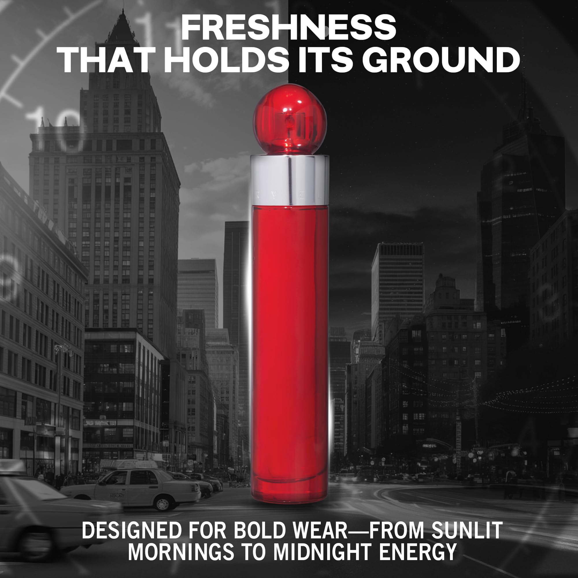 Close up angle highlighting the fine mist spray nozzle of the authentic Perry Ellis 360 Degree Red perfume bottle.