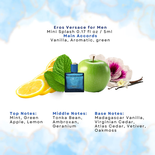 Versace Men's Fragrance Trio showing Eros Dylan Blue and Eau Fraiche bottles
