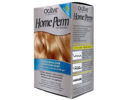 Ogilvie DIY permanent hair curling kit back panel instructions and ingredients