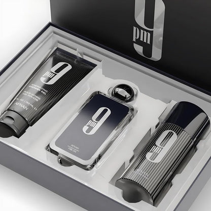 Afnan 9 PM collection set for men packaging
