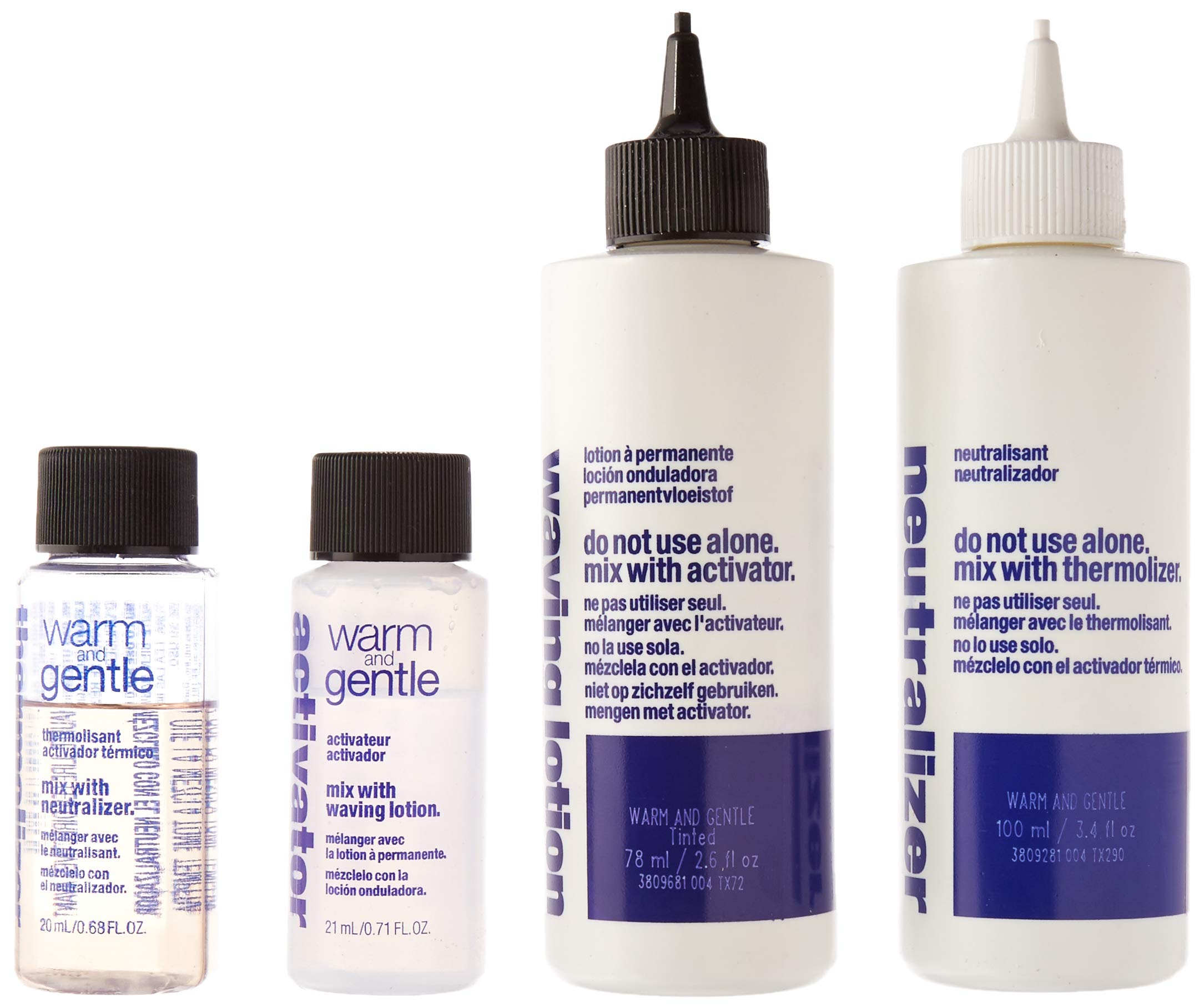 Side angle of the Zotos Professional salon permanent wave treatment displaying the exothermic neutralizer components.