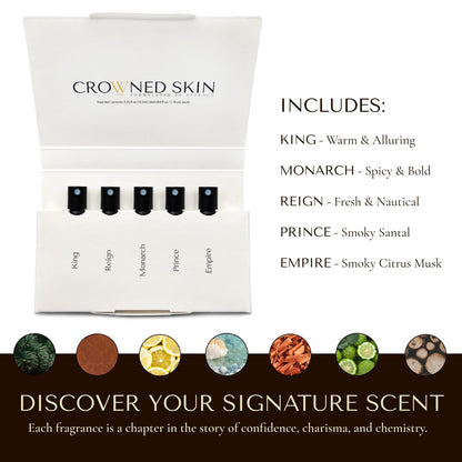Luxury men's grooming fragrance gift set by Crowned Skin