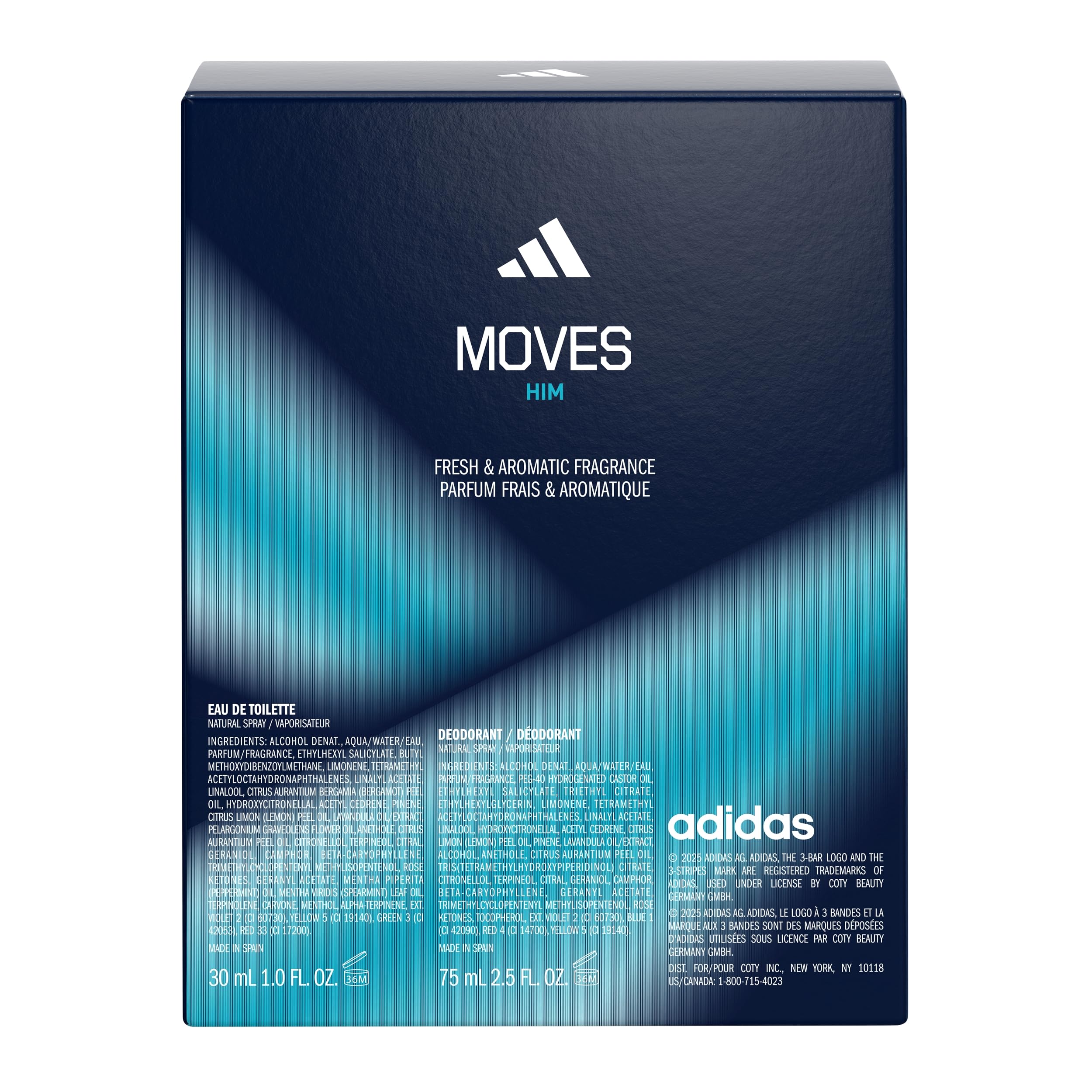 Adidas Moves for Him gift set box branding detail