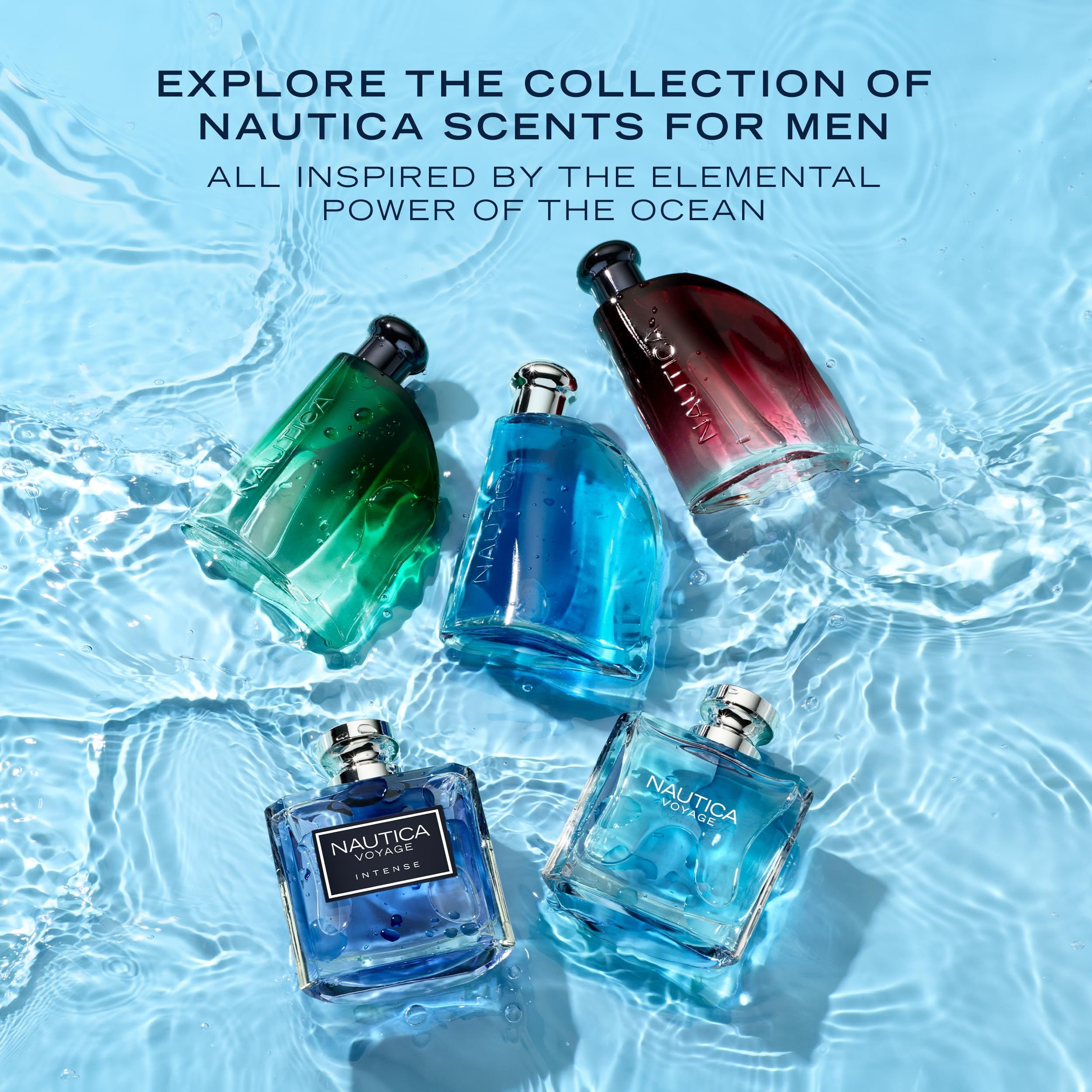 Close up of Nautica Voyage fragrance box branding