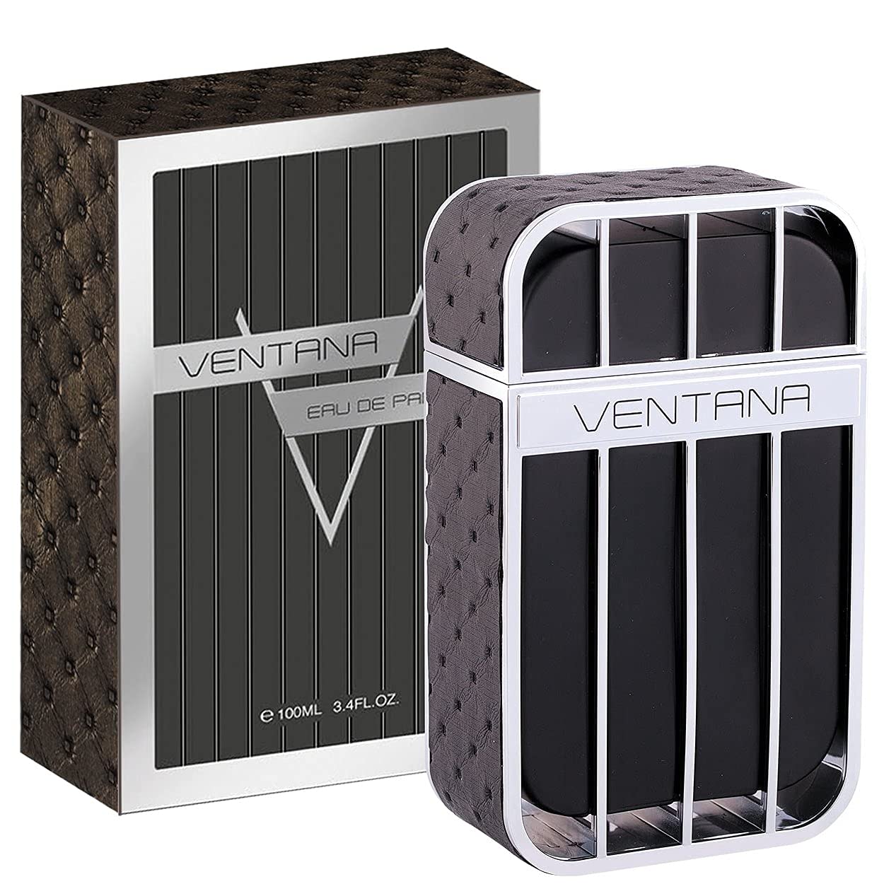 Long lasting fresh men perfume Armaf Ventana Pour Homme outer box packaging and atomiser spray.