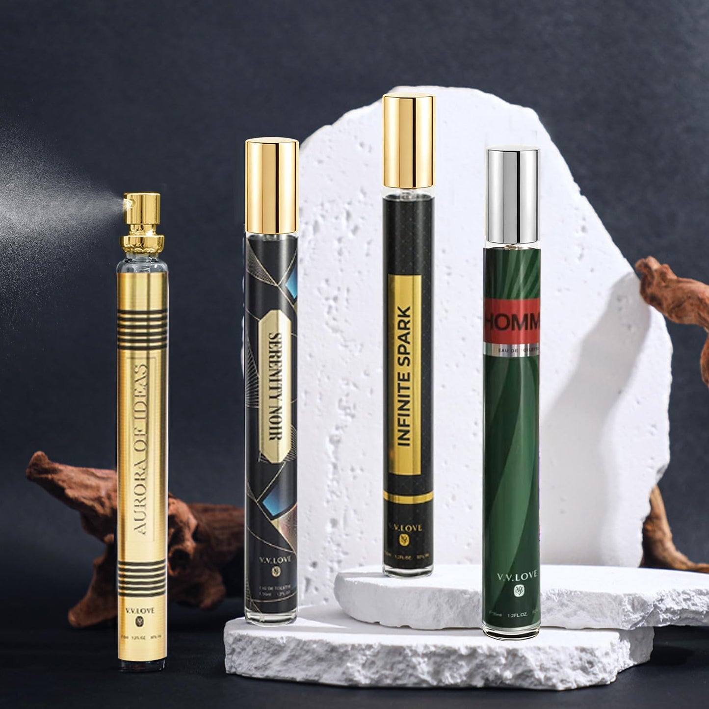 Side view of Mzank cologne bottles for men