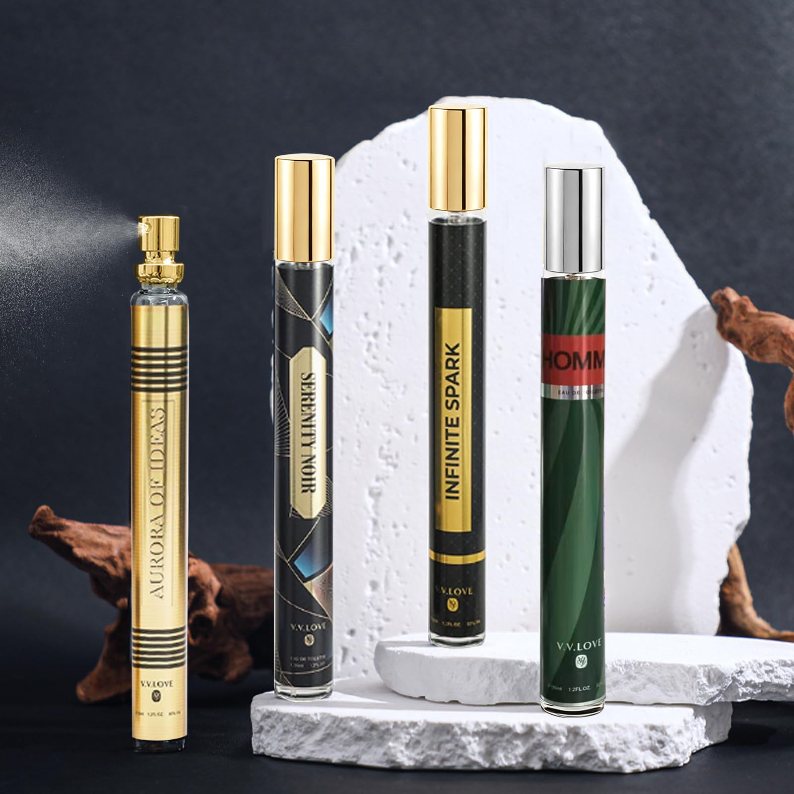 Side view of Mzank cologne bottles for men