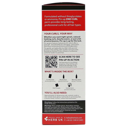 Back label of Pin-up End Curl home permanent waving lotion showing ingredients and directions.