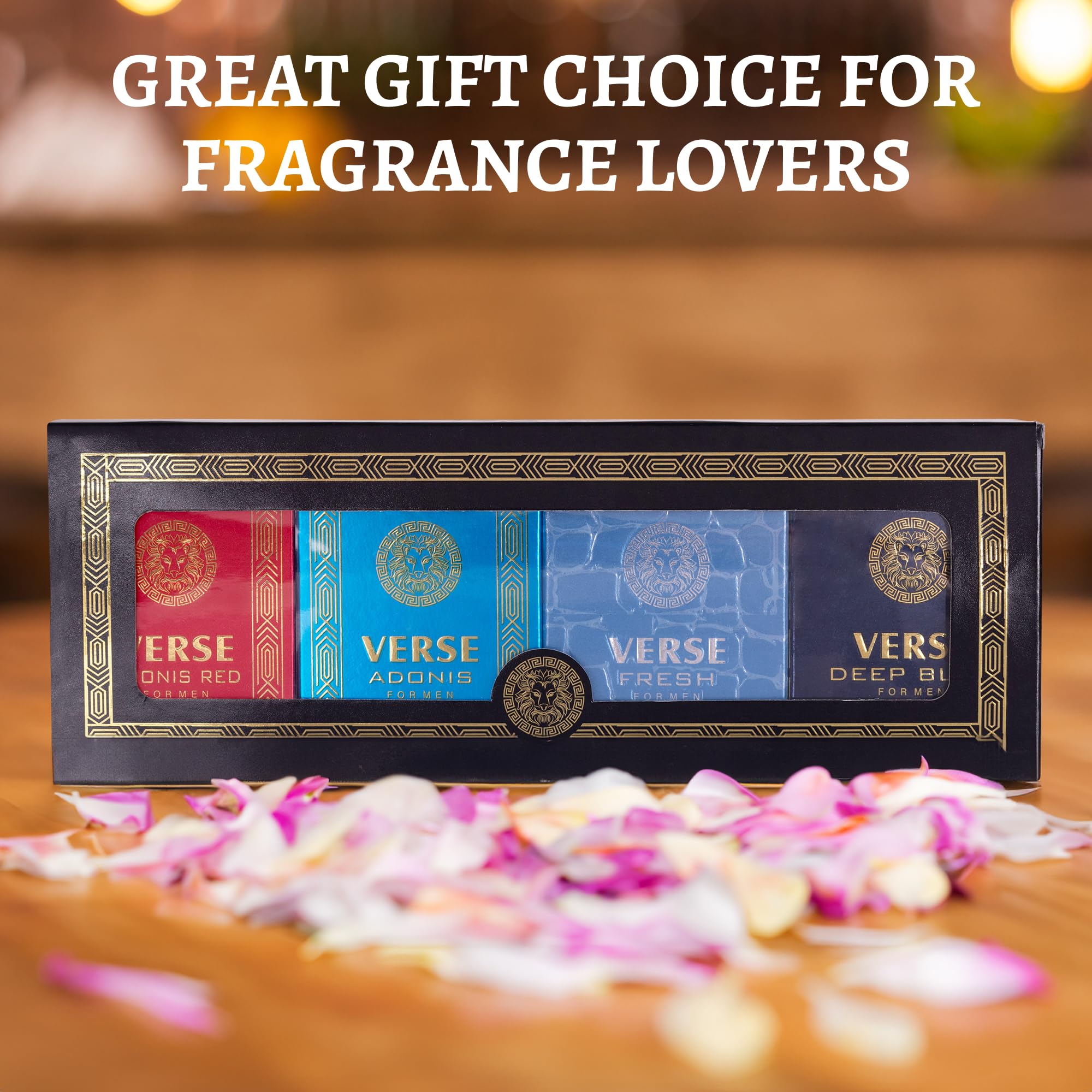 NovoGlow Verse fragrance gift set bottles in individual boxes