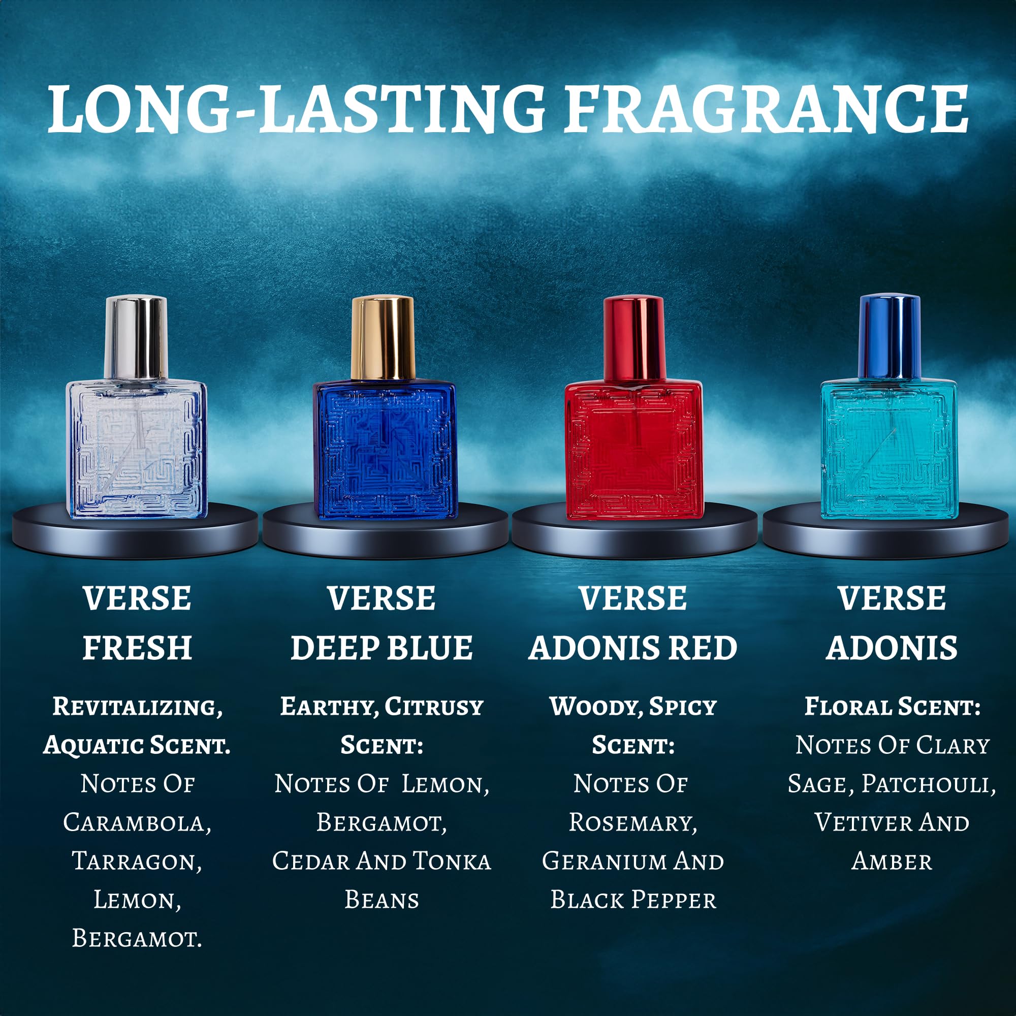 Close up of NovoGlow Verse perfume glass bottle design