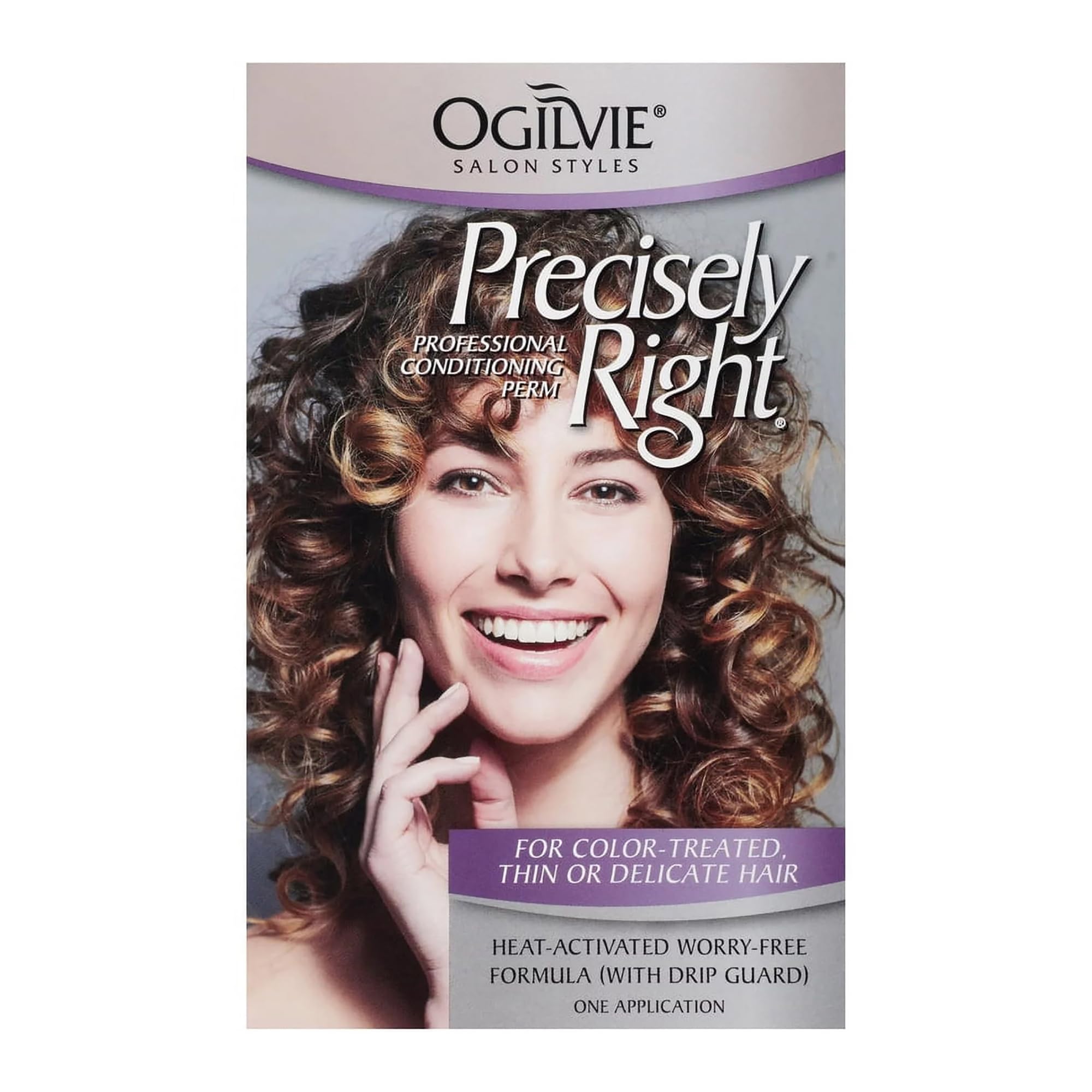 Ogilvie home perm kit box showing text for color treated thin or delicate hair