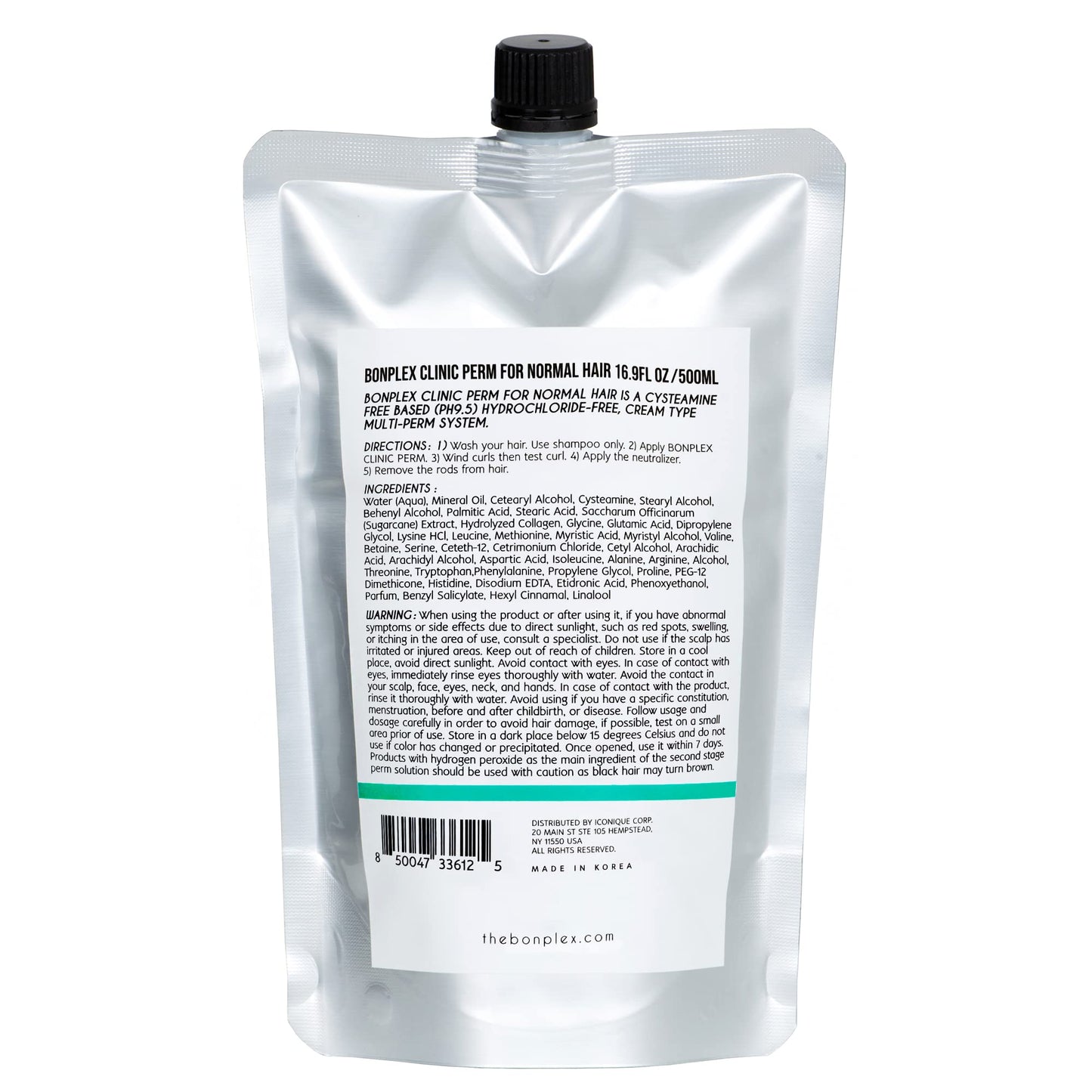 BONPLEX multi perm system 500ml packaging detailing cysteamine formula benefits.