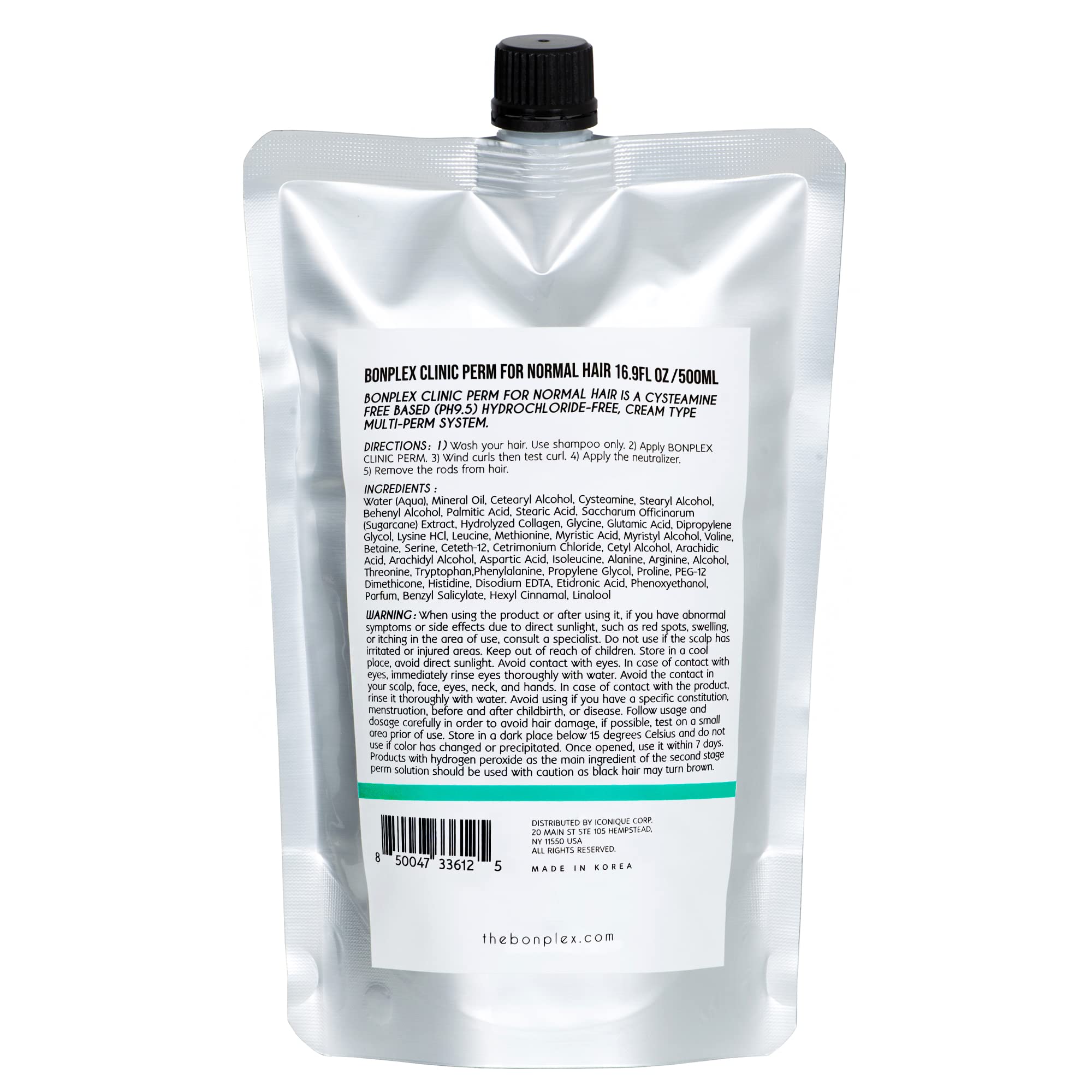 BONPLEX multi perm system 500ml packaging detailing cysteamine formula benefits.