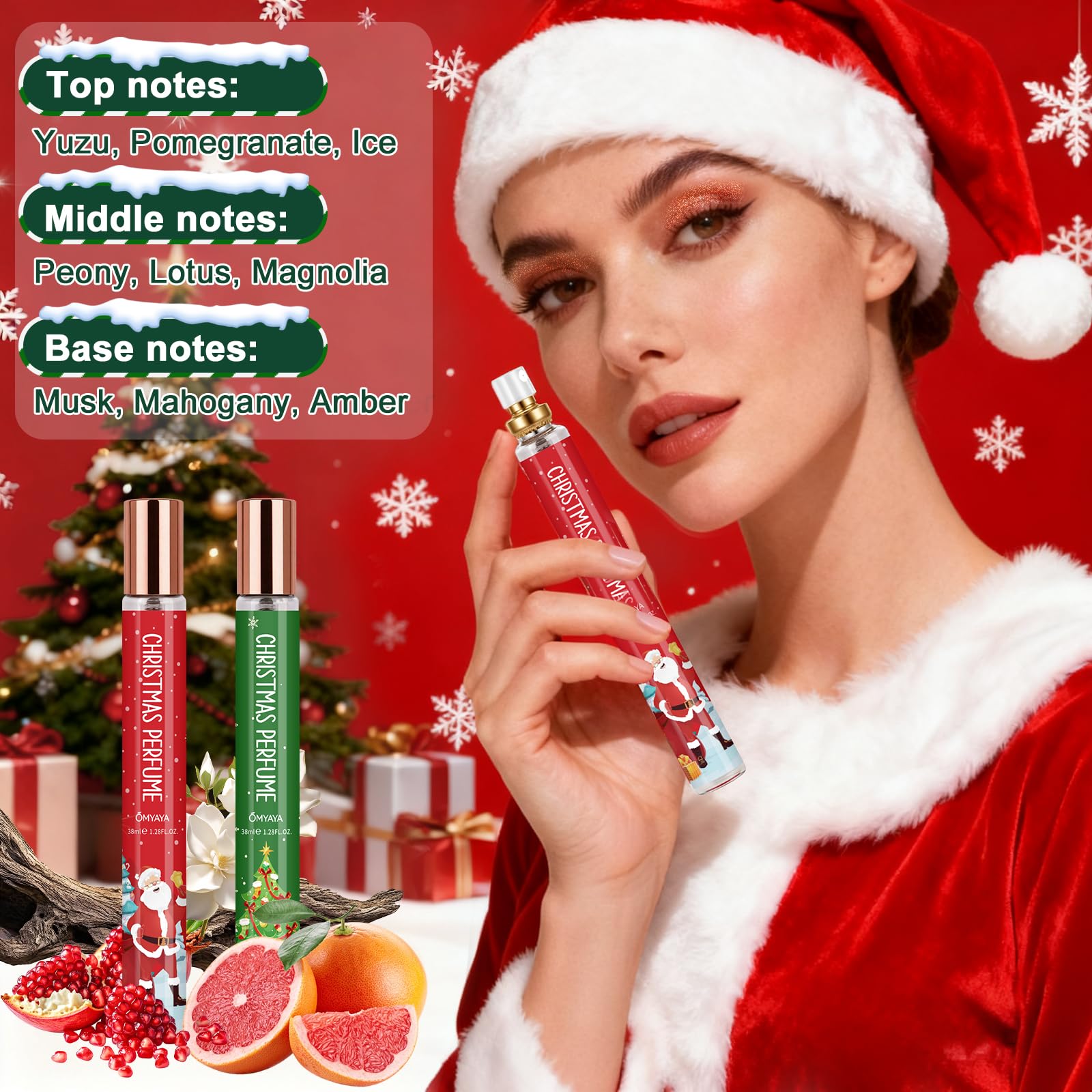 Top view of the four bottle perfume gift set in decorative box