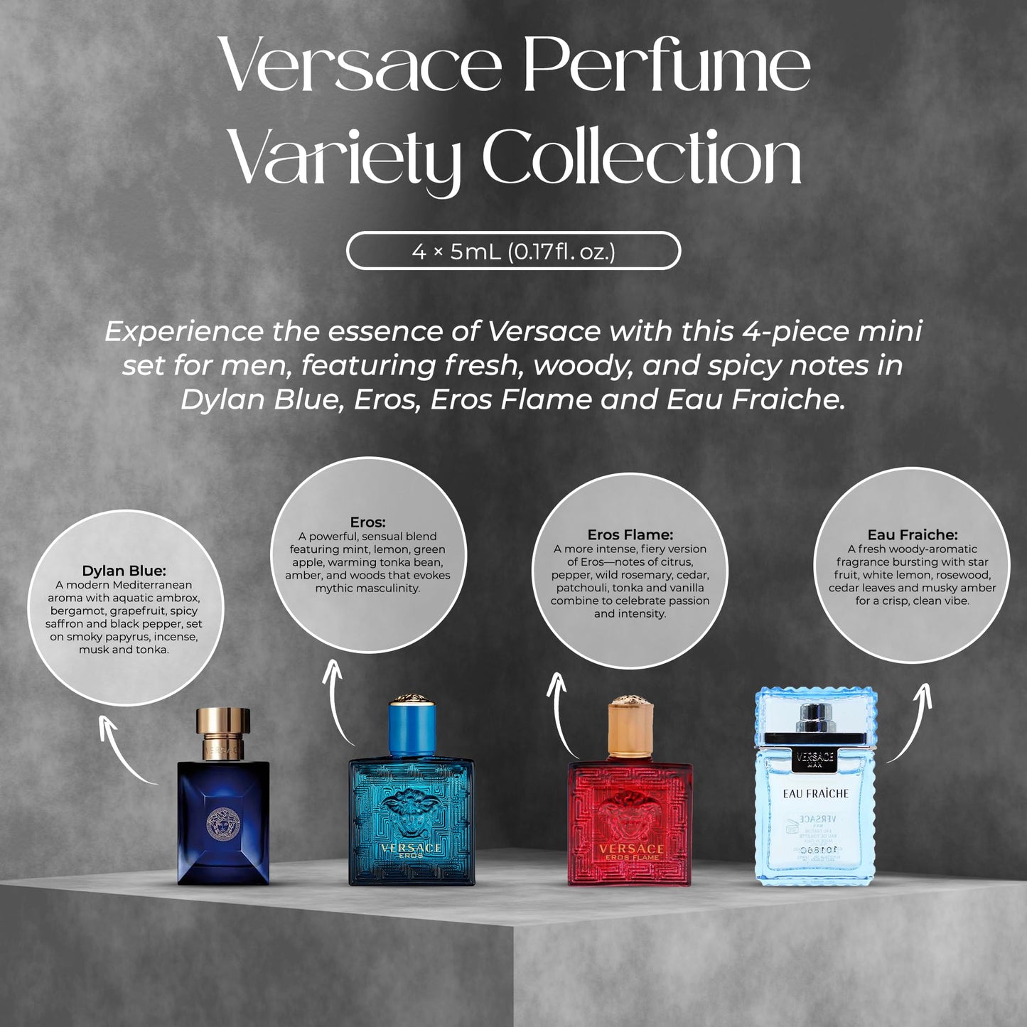 Versace Eros Flame miniature red bottle with iconic gold Medusa emblem close up view
