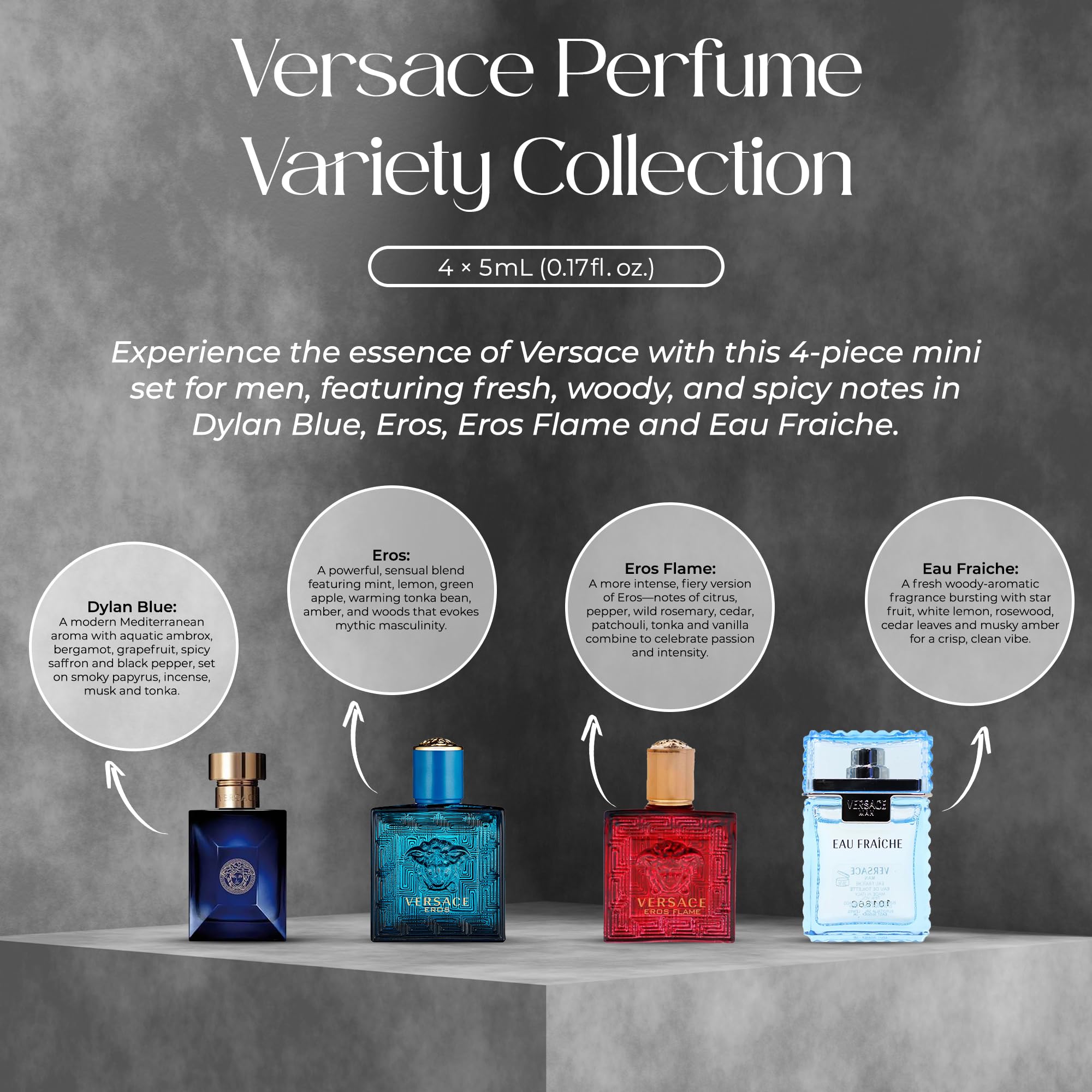 Versace Eros Flame miniature red bottle with iconic gold Medusa emblem close up view