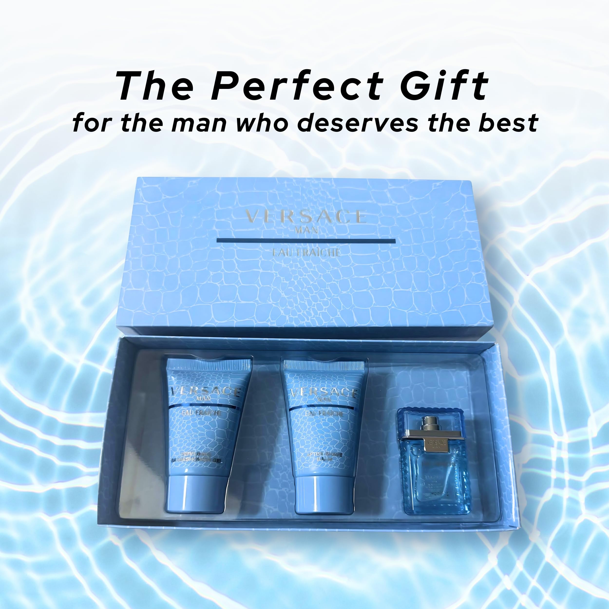 Gianni Versace masculine travel grooming kit with Eau de Toilette shower gel and balm