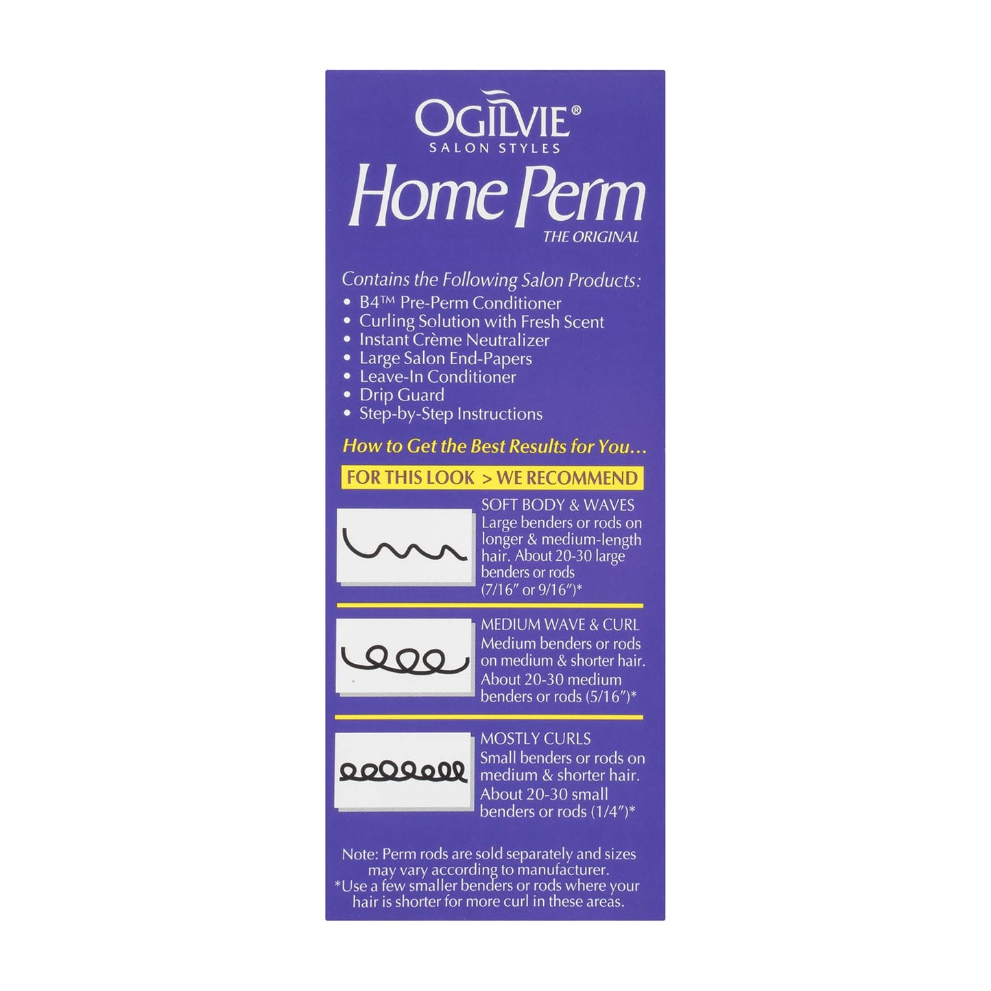 Ogilvie precisely right home perm components side view highlighting pre perm hair prep step